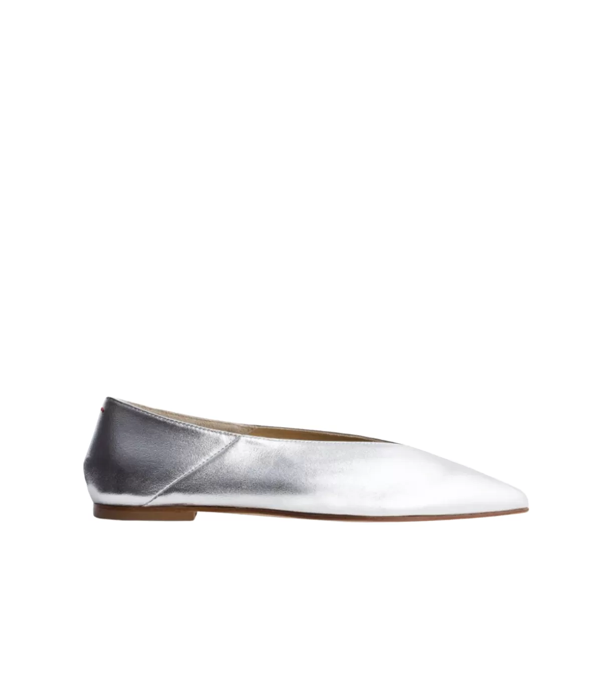 Aeyde Moa Leather Flat in Laminated Silver Shop