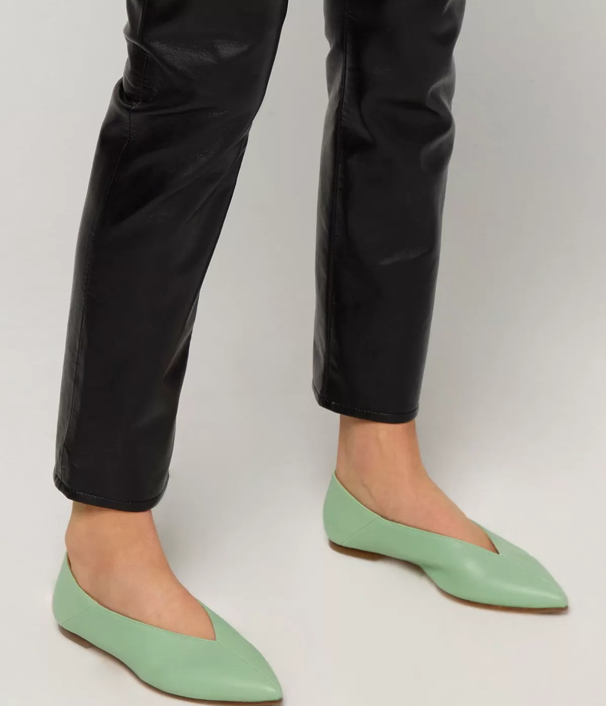 Aeyde Moa Nappa Leather Flat in Mint Cheap