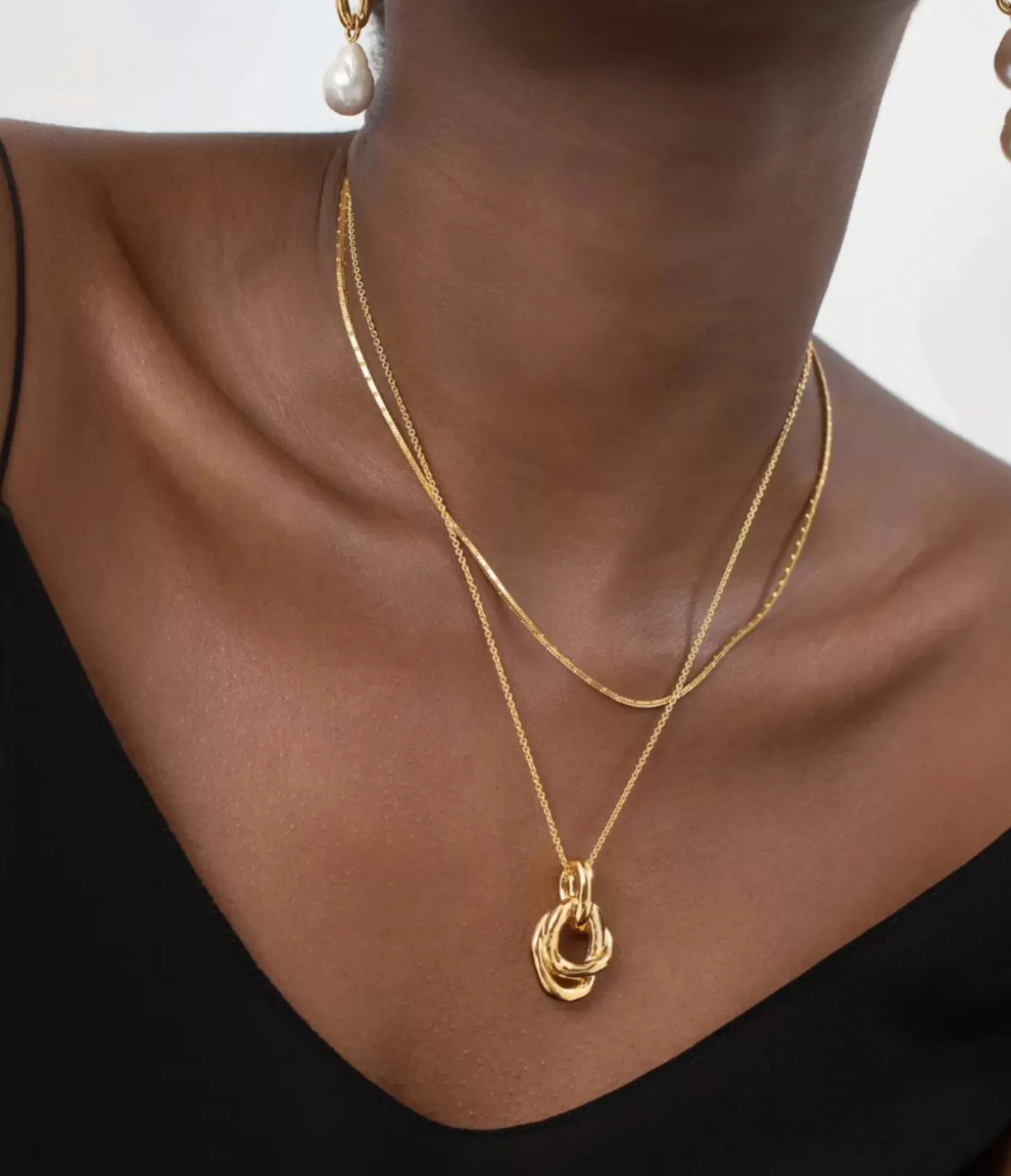 Missoma Molten Twisted Double Pendant Necklace in Gold Online