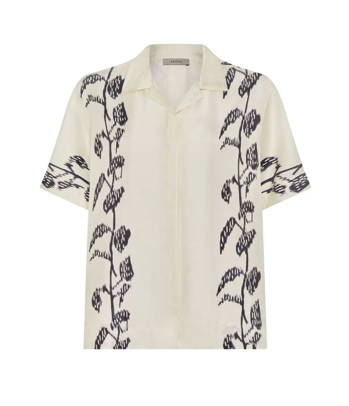 Asceno Montauk Silk Shirt in Ecru Vine Clearance