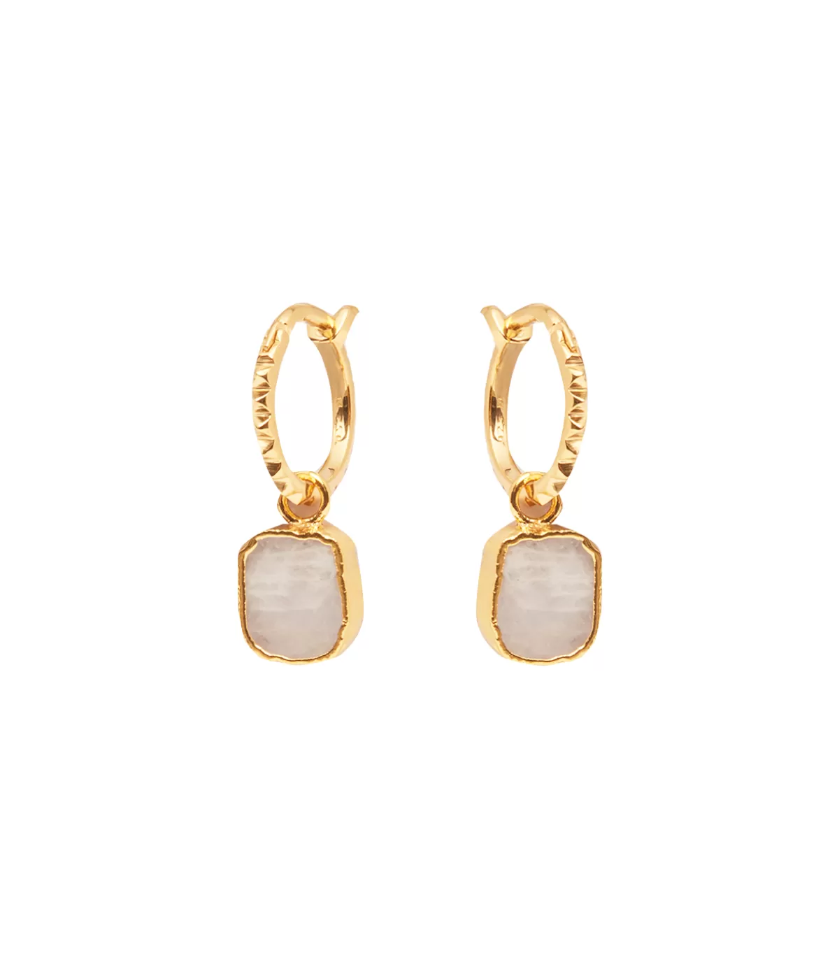 Missoma Moonstone Pyramid Charm Hoop Earrings in Gold Sale