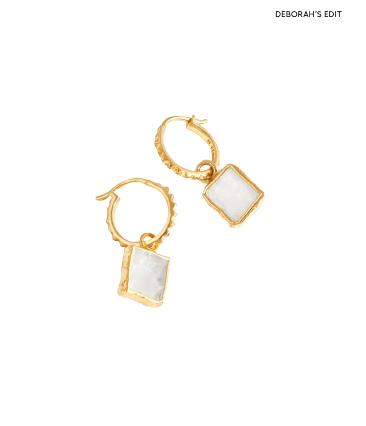 Missoma Moonstone Pyramid Charm Hoop Earrings in Gold Sale