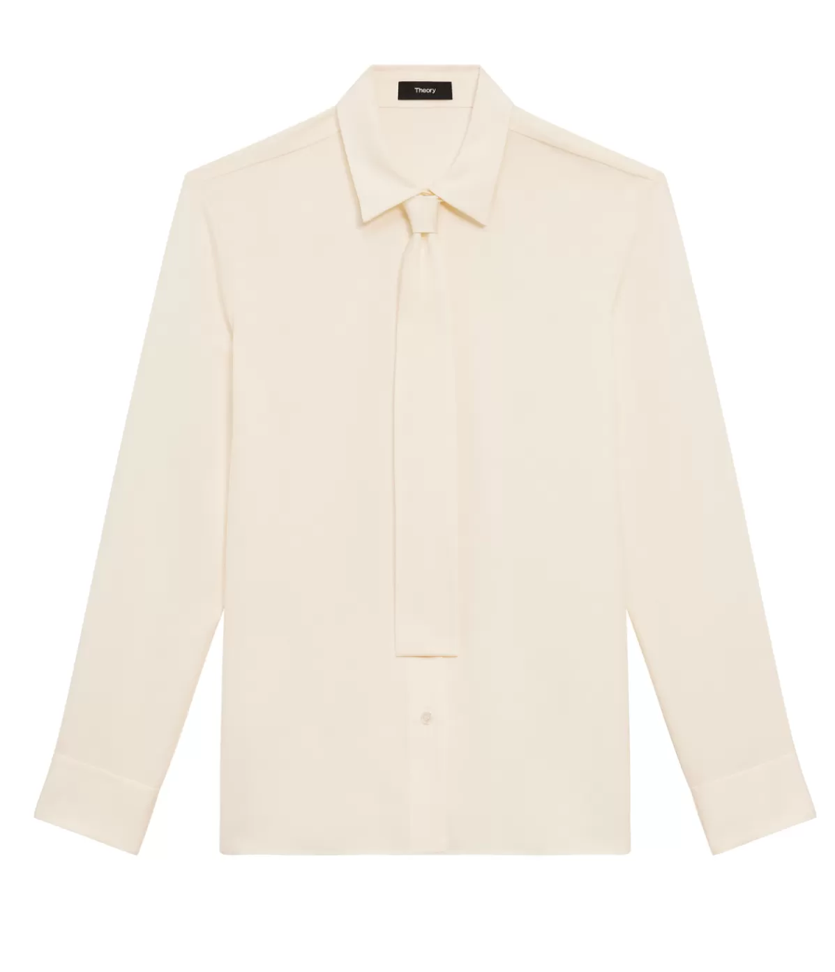 Theory Neck Tie Shirt in Ivory Flash Sale