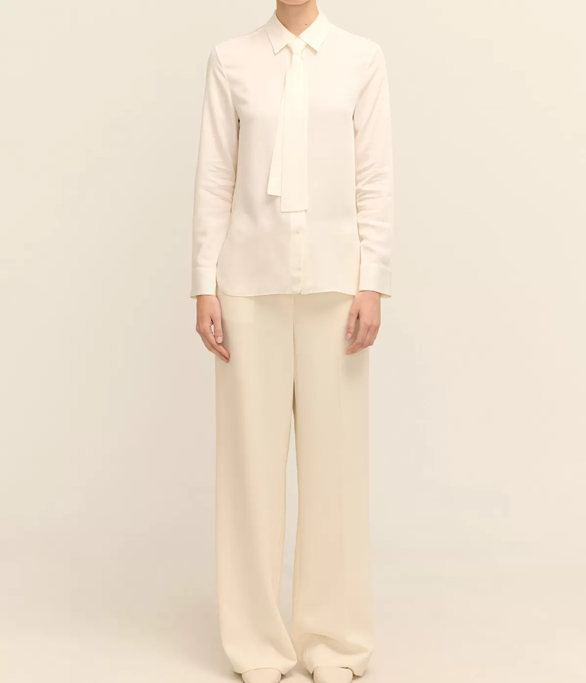 Theory Neck Tie Shirt in Ivory Flash Sale