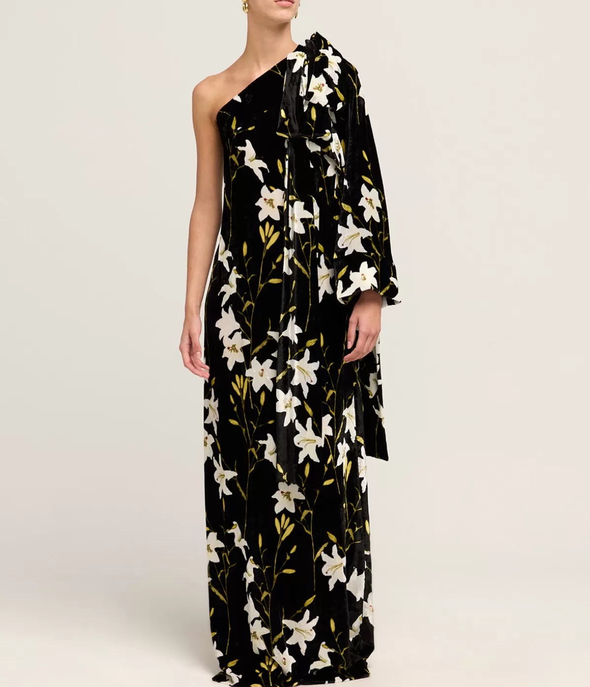 Bernadette Nel One Shoulder Dress in Black and White Flower Cheap