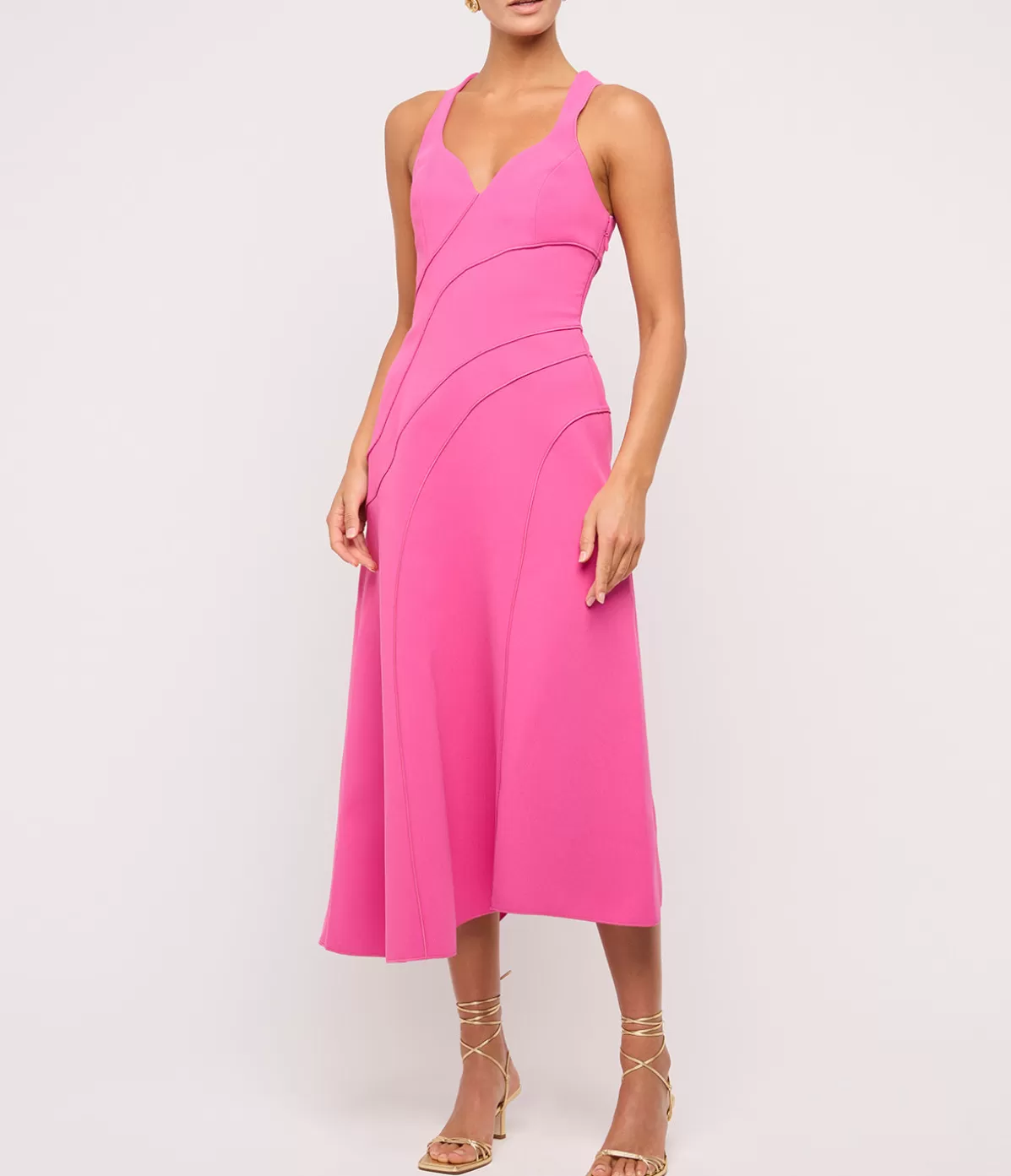 Acler Newgate Midi Dress in Magenta Cheap