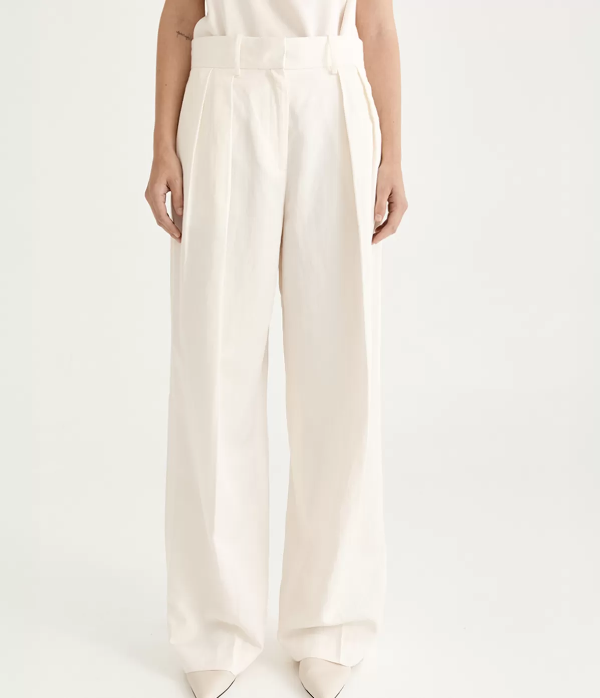 Solaqua Nicola Double Pleat Pants in Ivory New