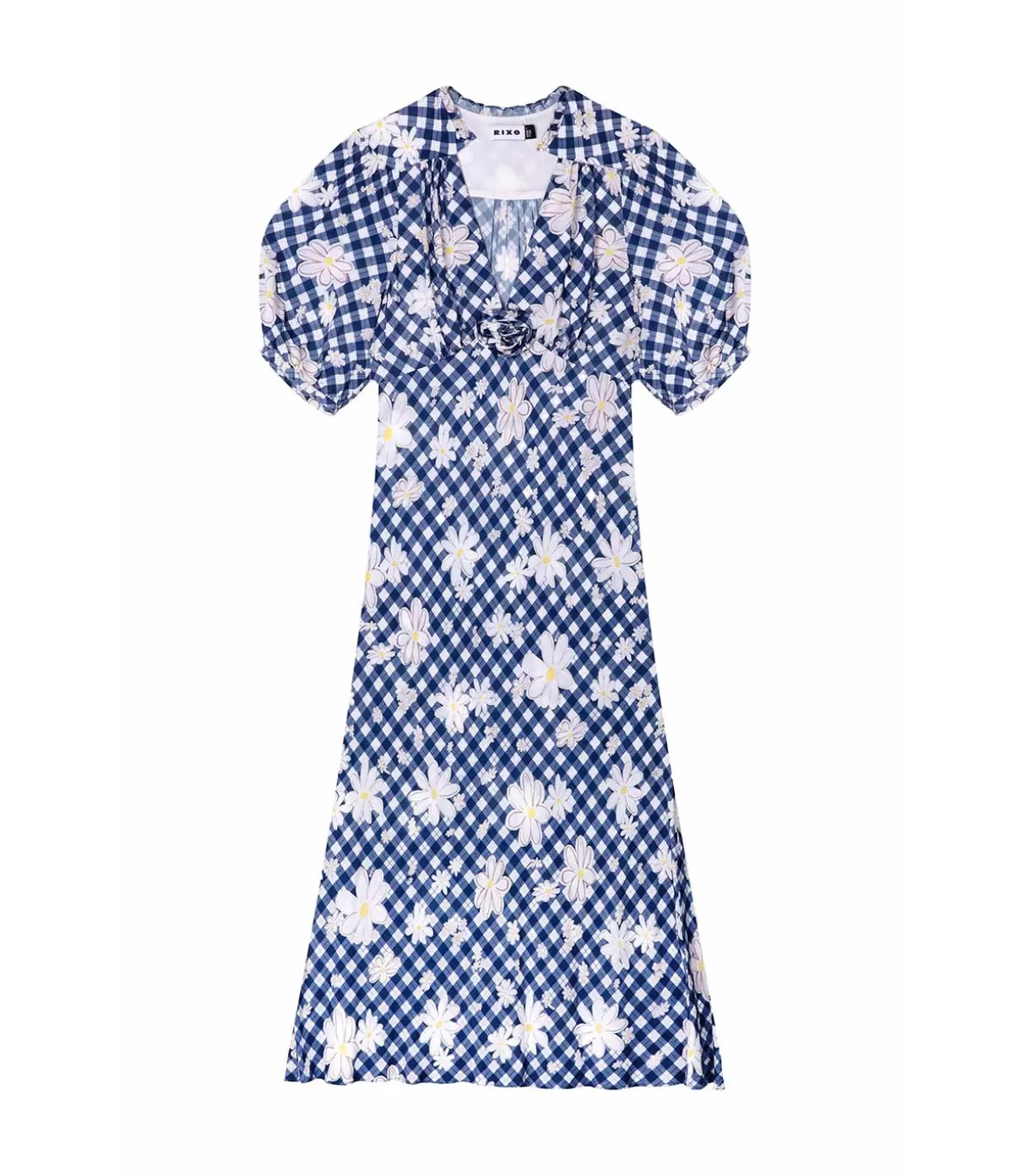 Rixo Nicolette Dress in Riviera Daisy Check Clearance