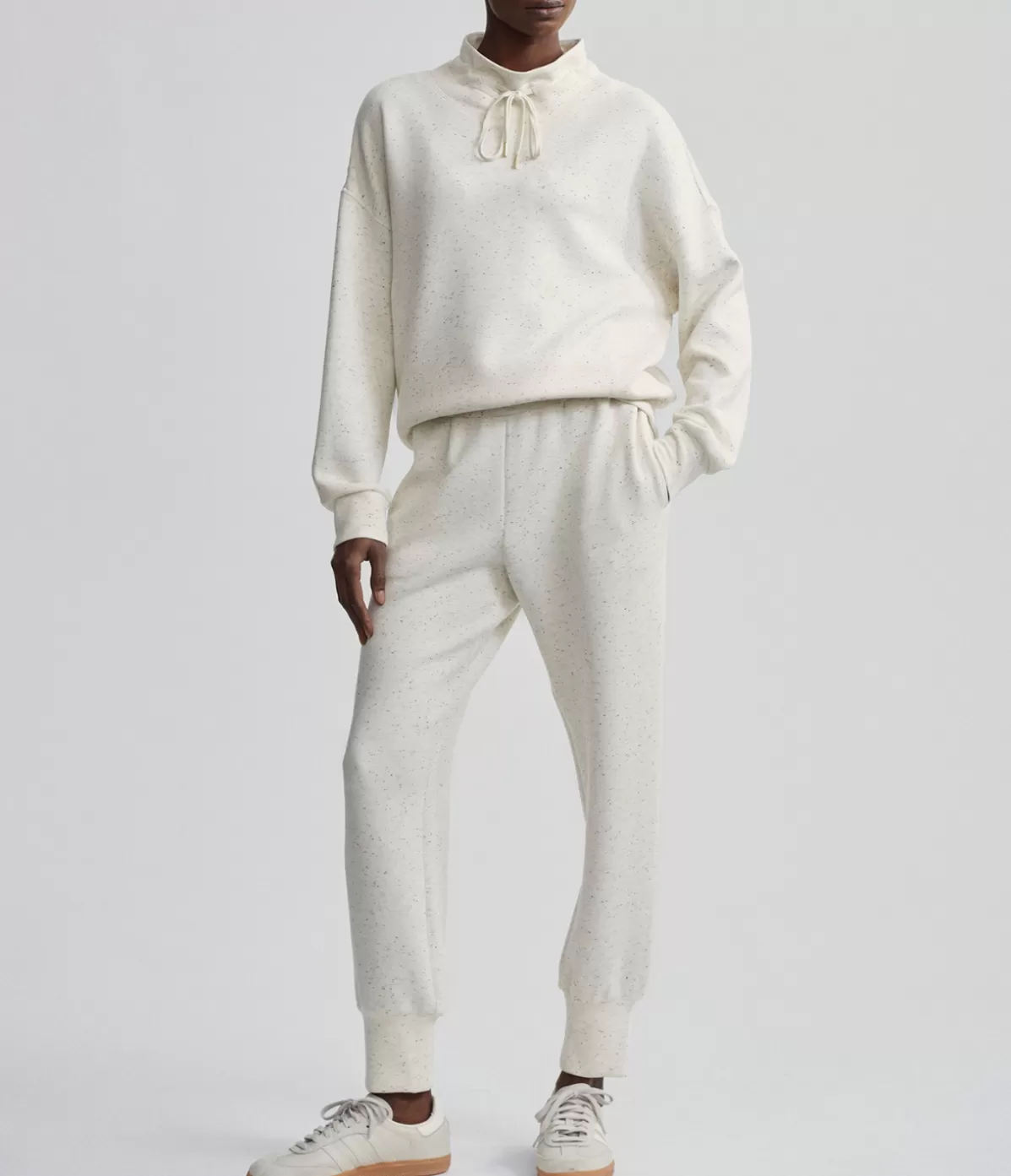 Varley Oakdale Sweat in Ivory Marl Fleck Clearance