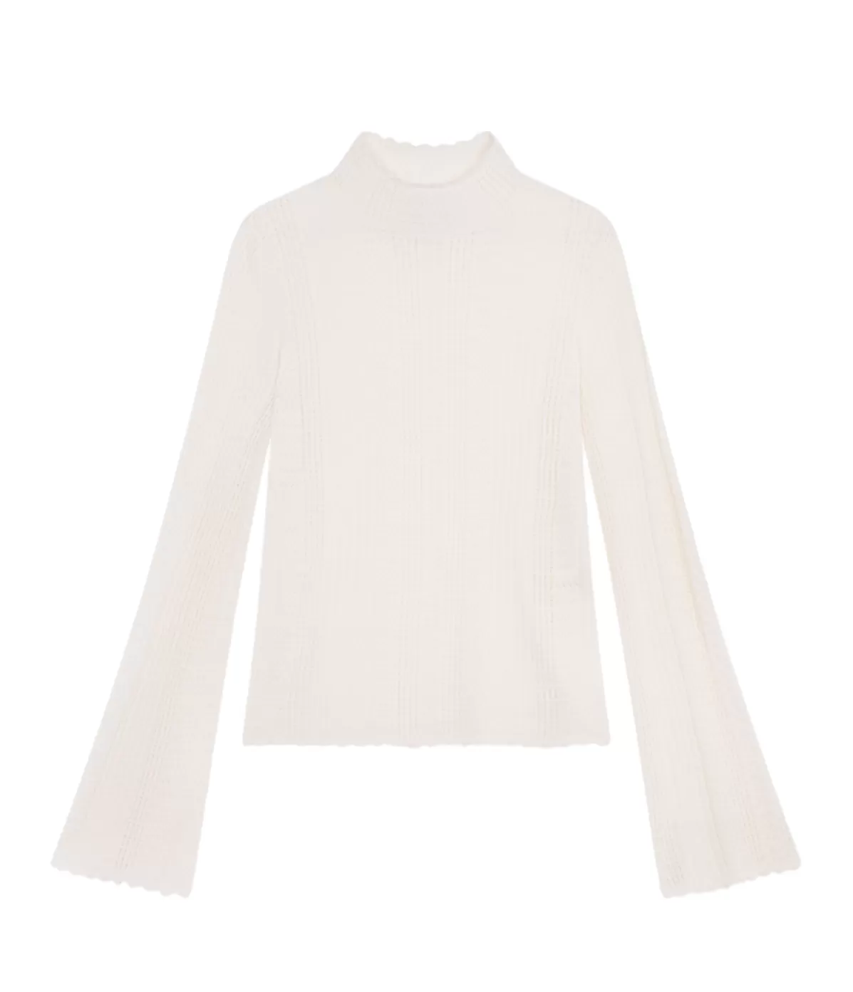 Loulou Studio Orion Thin Lace Turtleneck in Ivory Shop