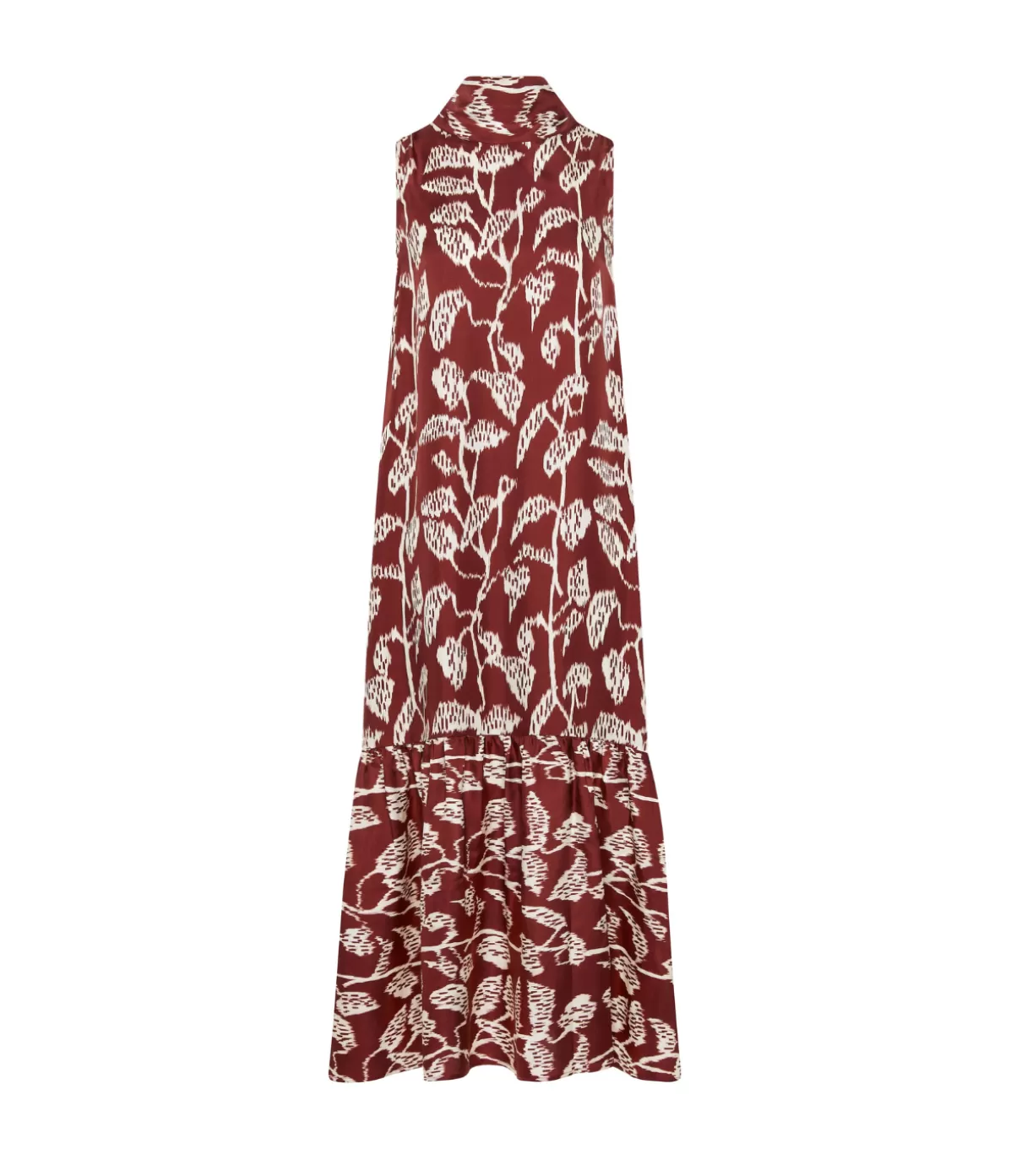 Asceno Oslo Silk Dress in Burgundy Vine New