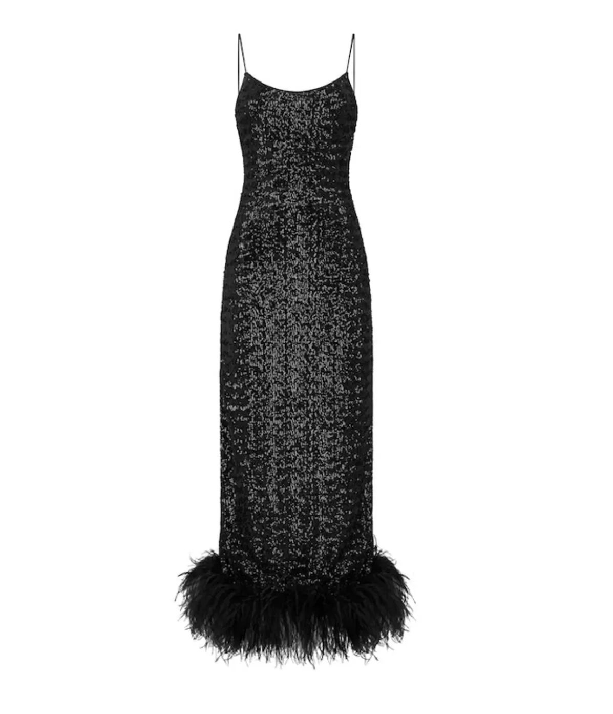 Oseree Paillettes Plumage Sequin Slip Dress in Black Best Sale