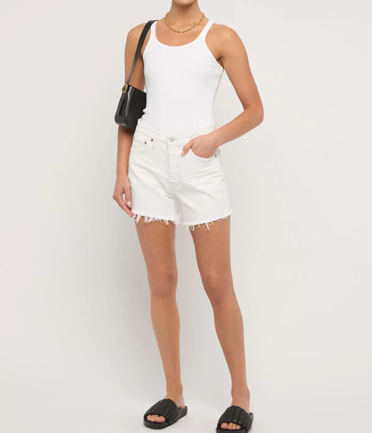 Agolde Parker Long Short in Panna Cotta Flash Sale