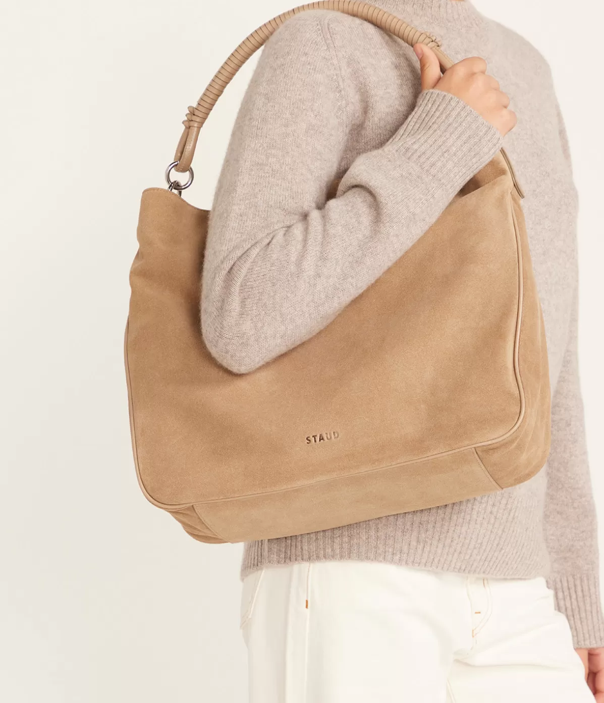 Staud Perry Hobo Suede Bag in Dune Best