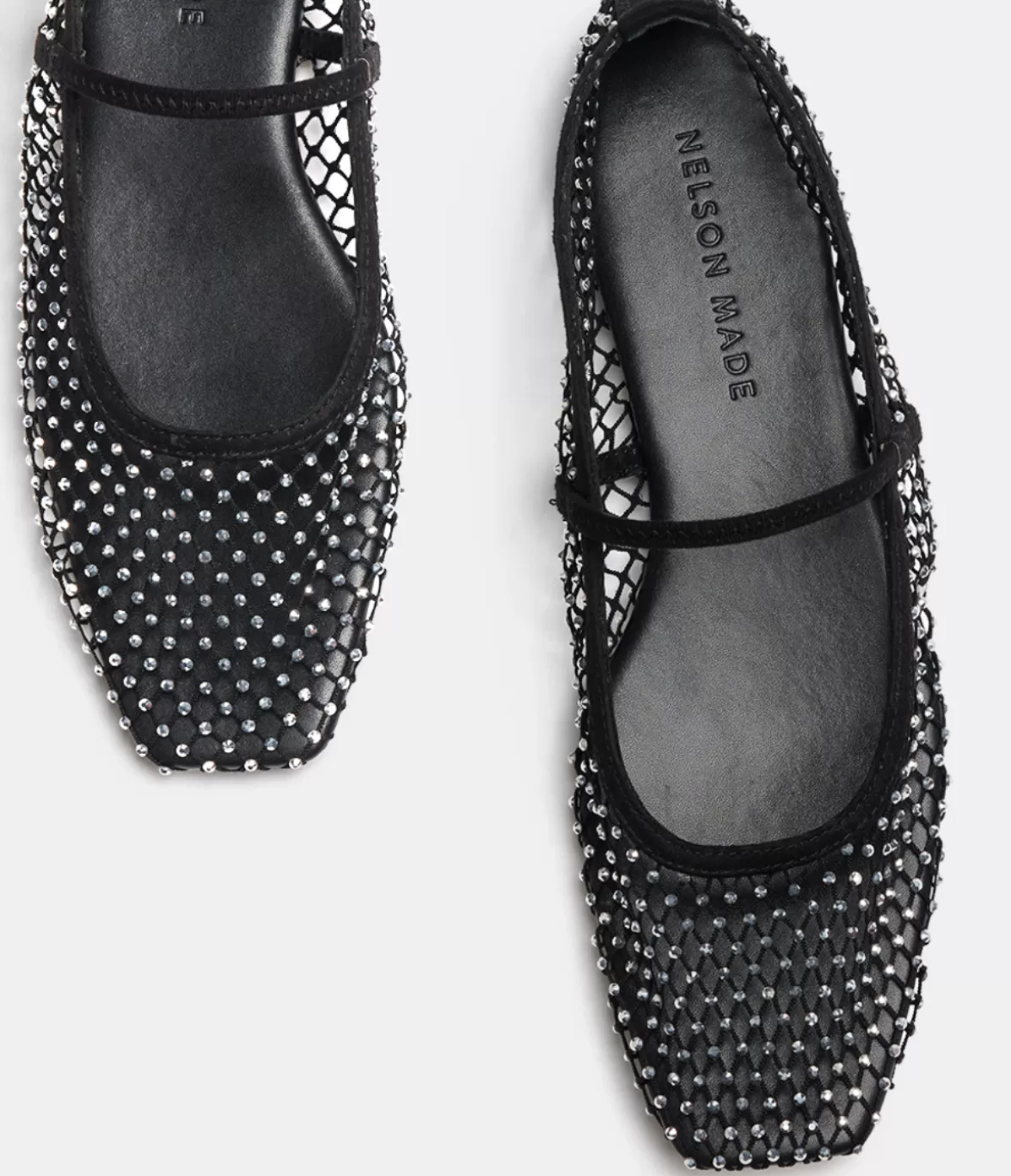 Nelson Made Pheobe Mesh Flat in Black Hot