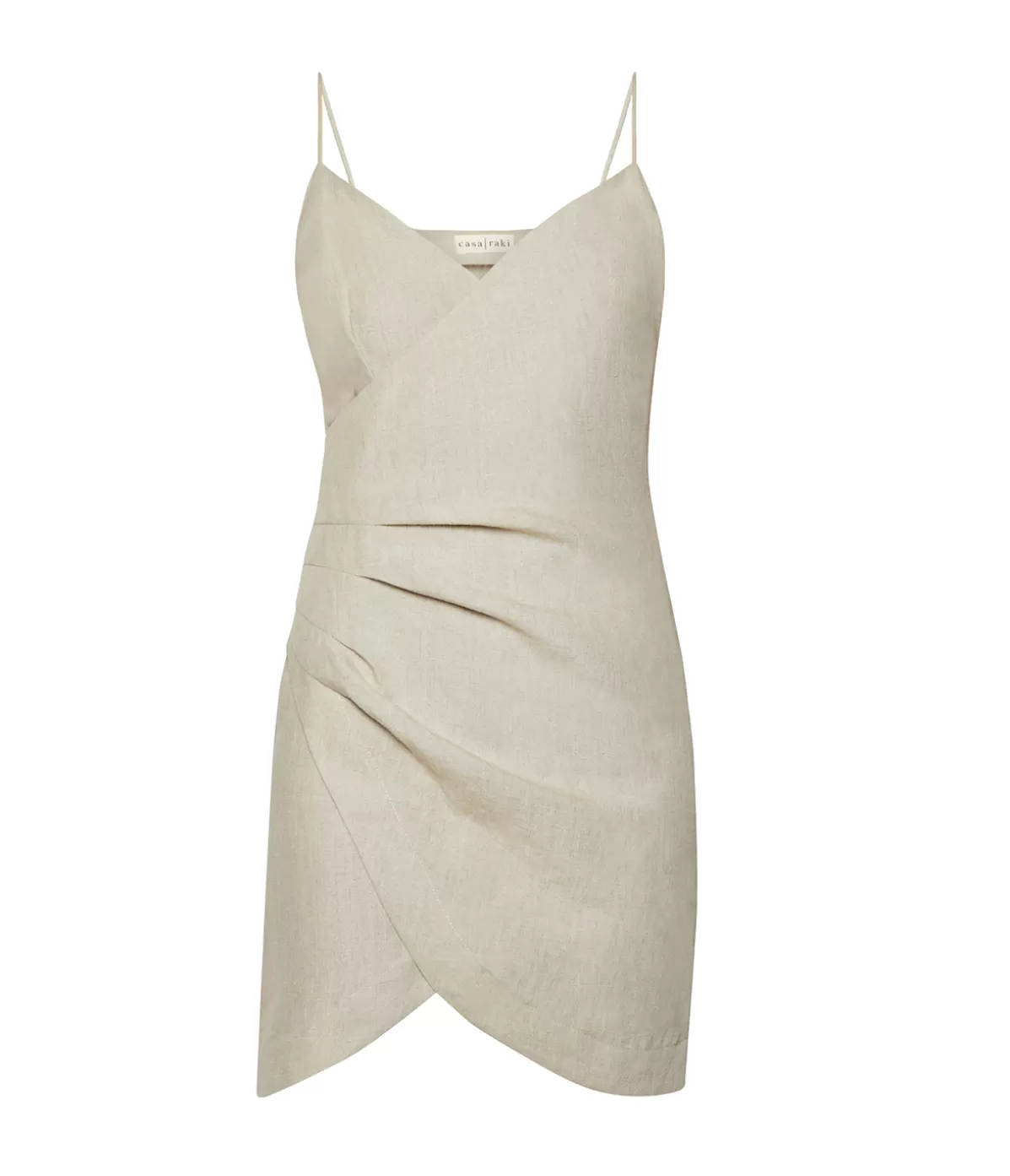 Casa Raki Pia Wrap Linen Mini Dress in Flax Best