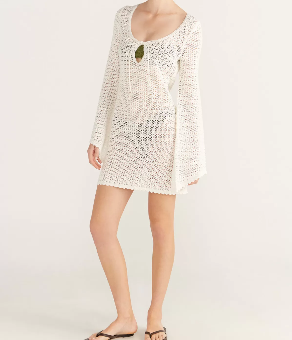 Peony Pointelle Keyhole Mini Dress in Seashell Online