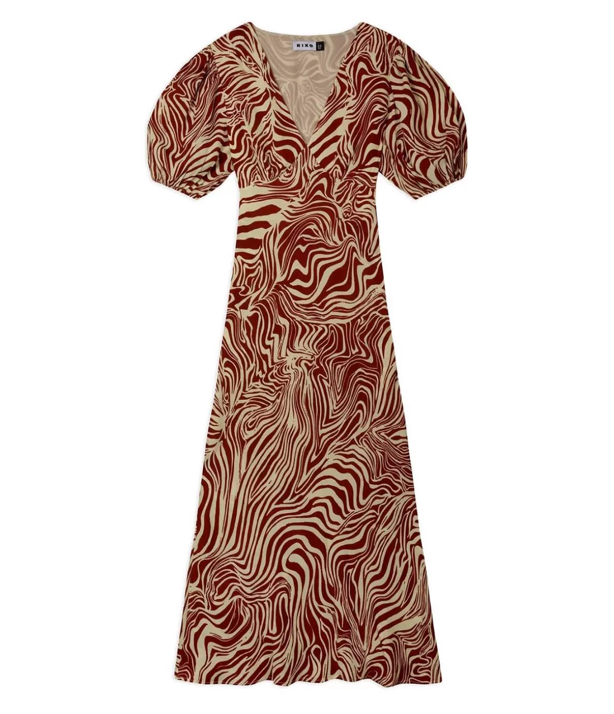 Rixo Poppy Dress in Brown Marble Zebra Store