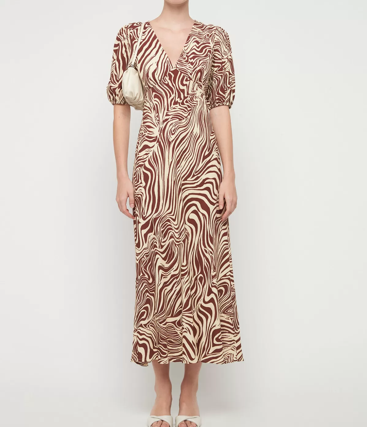 Rixo Poppy Dress in Brown Marble Zebra Store