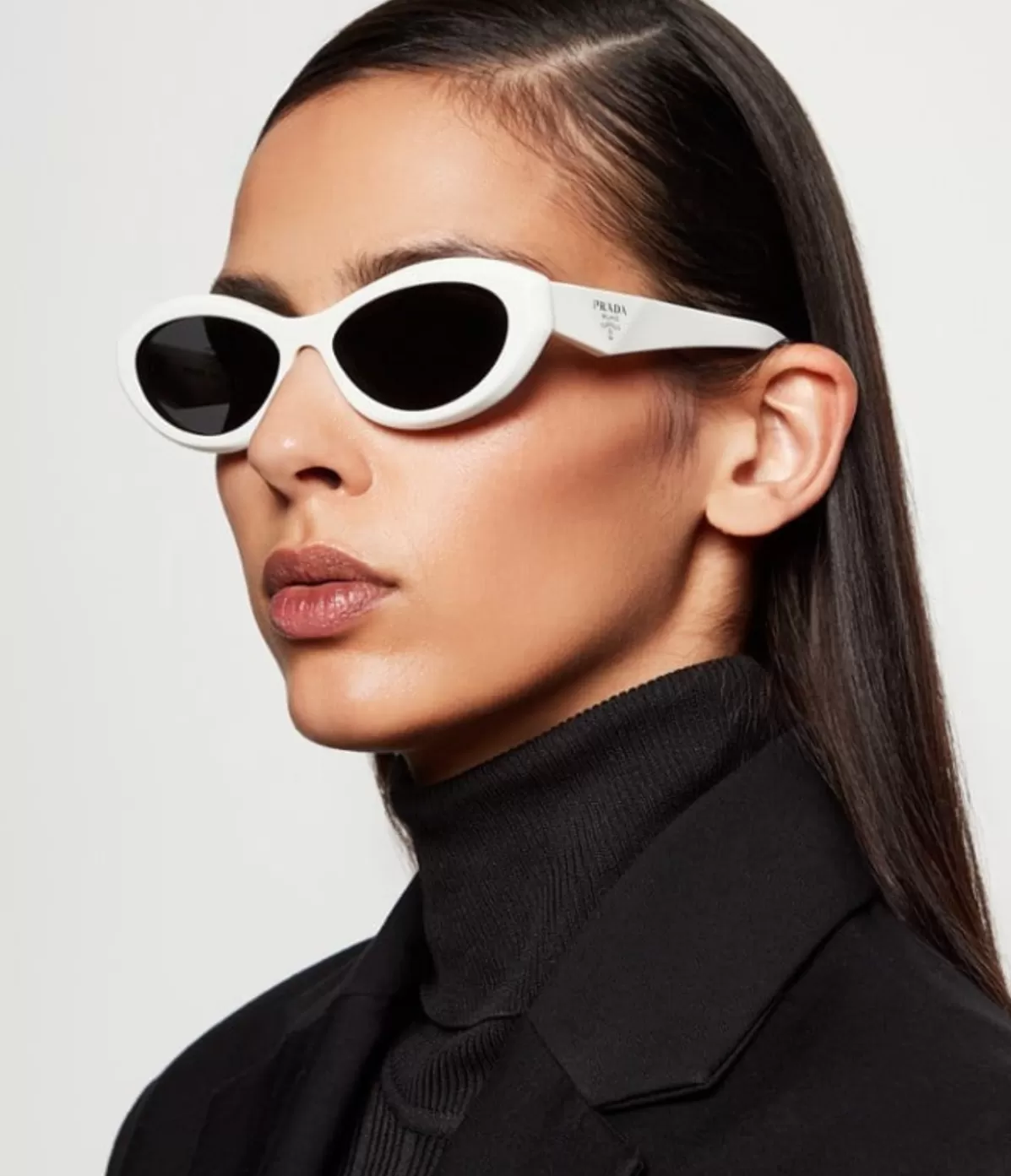 Prada Oval Sunglasses in Talc White Shop