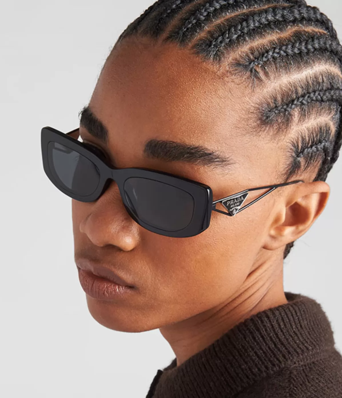 Prada Rectangle Sunglasses in Black Best Sale