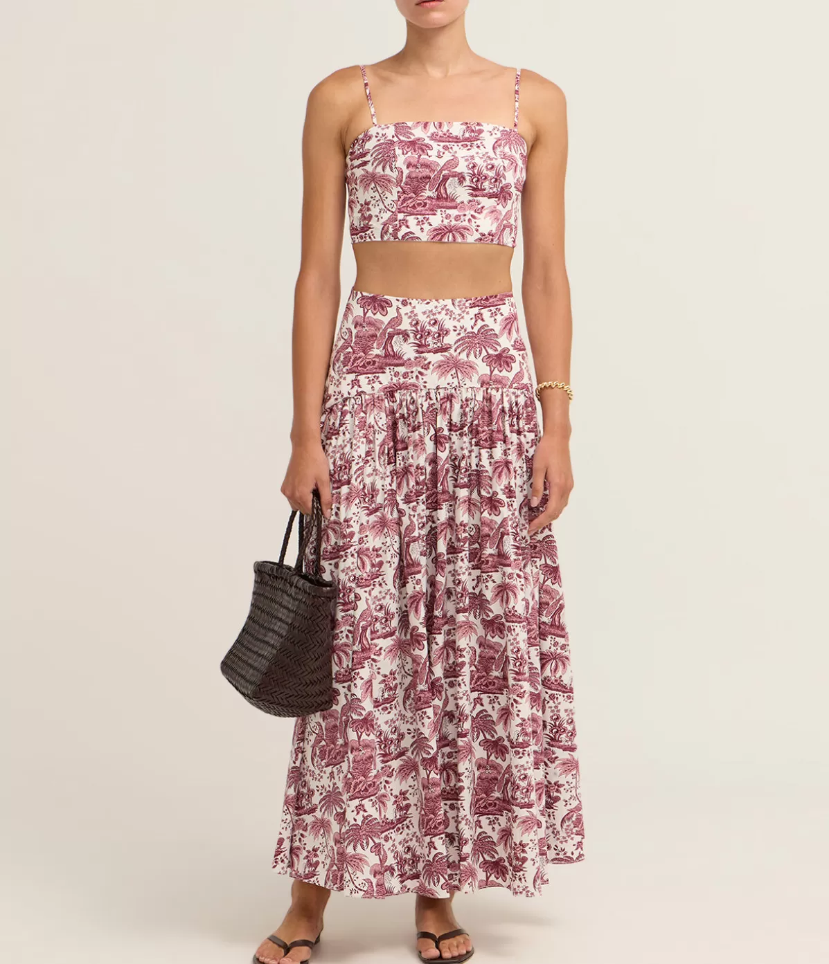 Staud Procida Maxi Skirt in Bordeaux Clearance