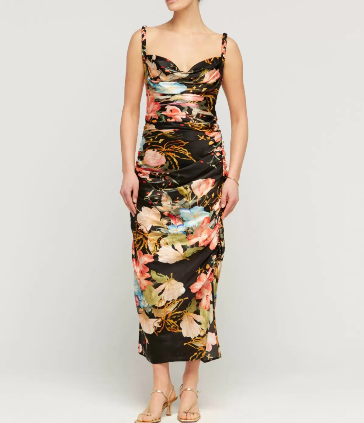 LEO LIN Rachel Cowl Neck Slip Dress in Opulent Mystic Print Online