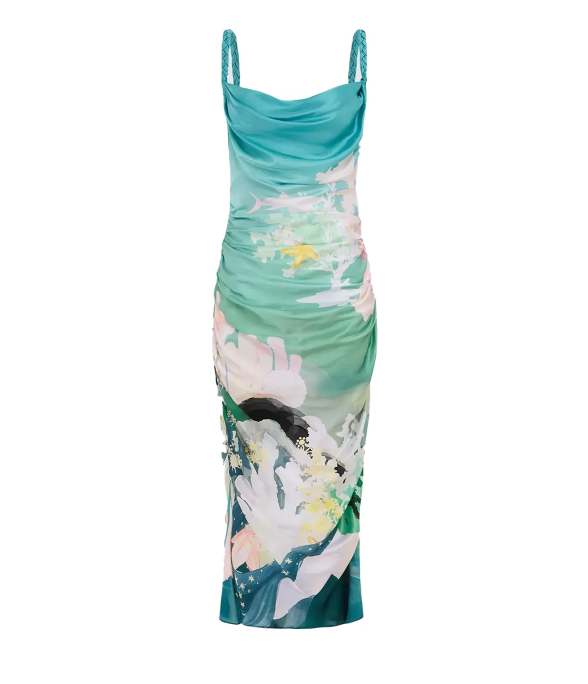 LEO LIN Rachel Cowl Neck Slip Dress in Seagrass Neptune Print Online