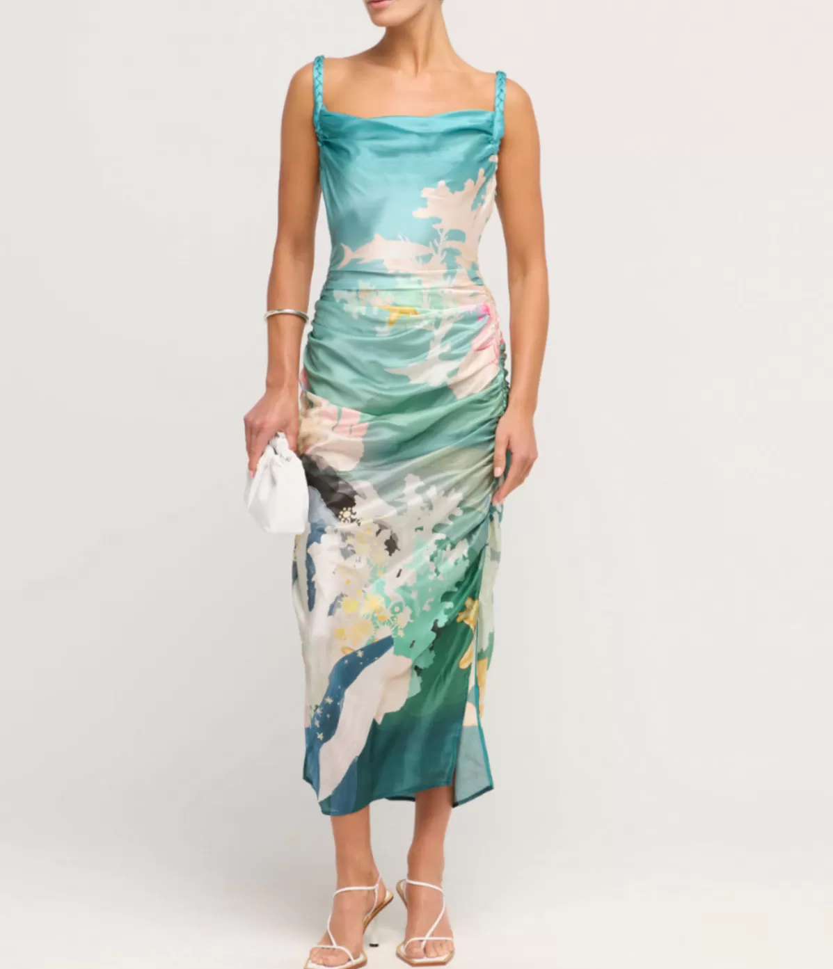 LEO LIN Rachel Cowl Neck Slip Dress in Seagrass Neptune Print Online