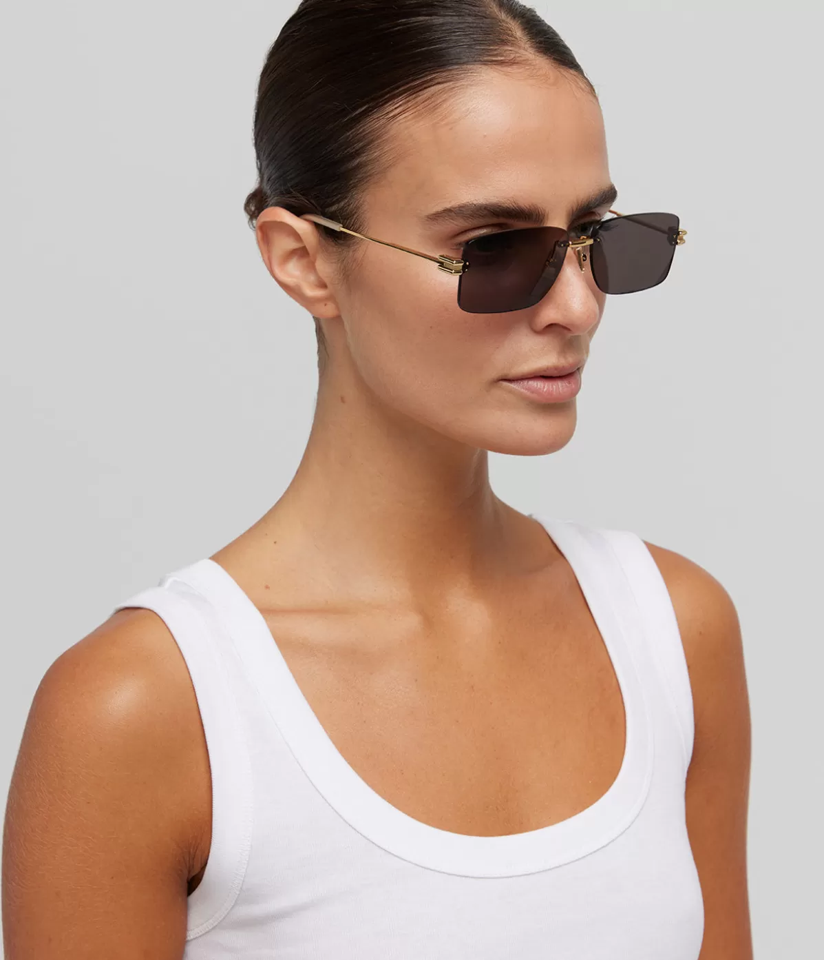 Bottega Veneta Rectangular Metal Frame Sunglasses in Gold Hot