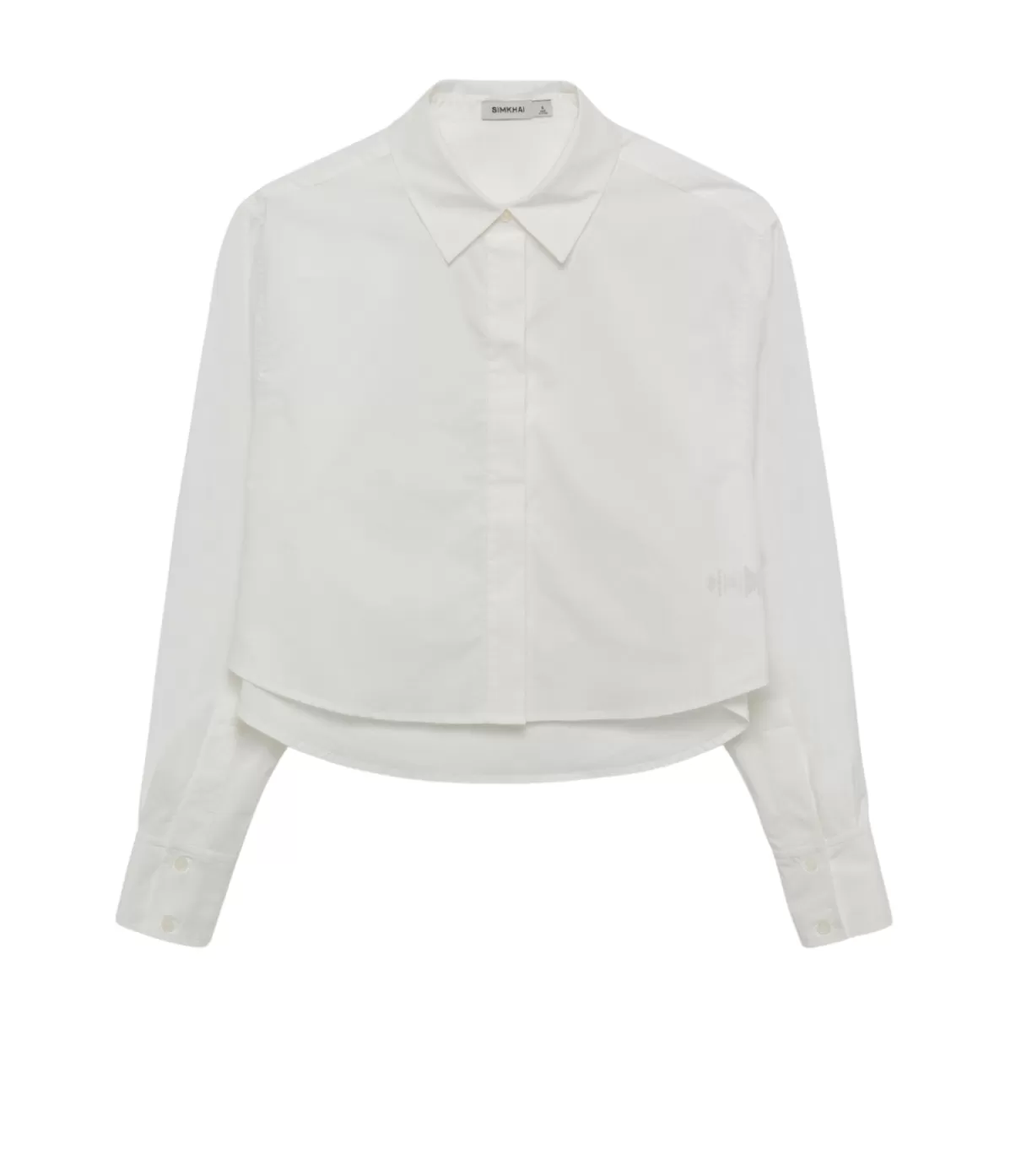 Simkhai Renata Cropped Button Down Shirt in White Sale