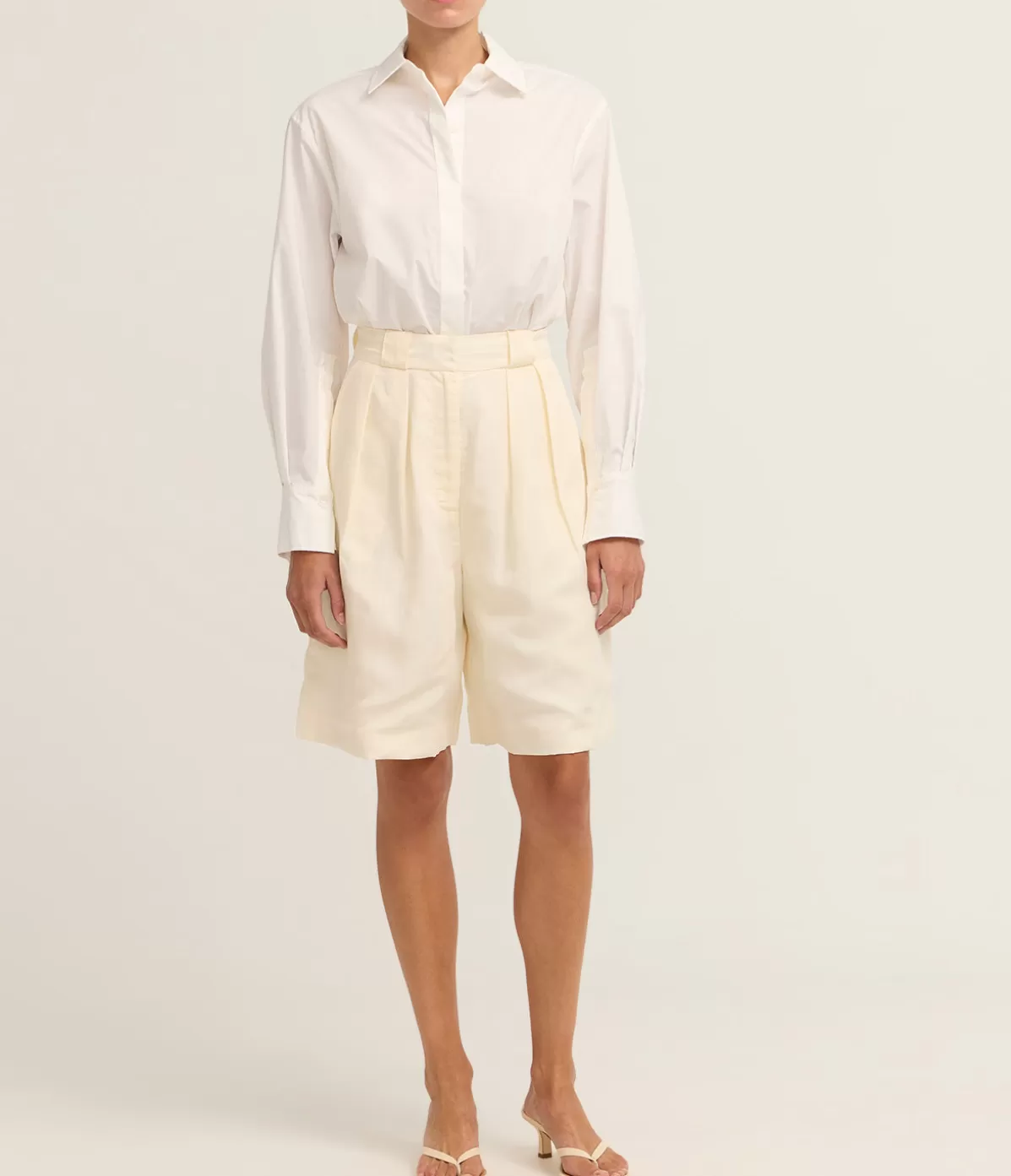 Simkhai Renata Cropped Button Down Shirt in White Sale