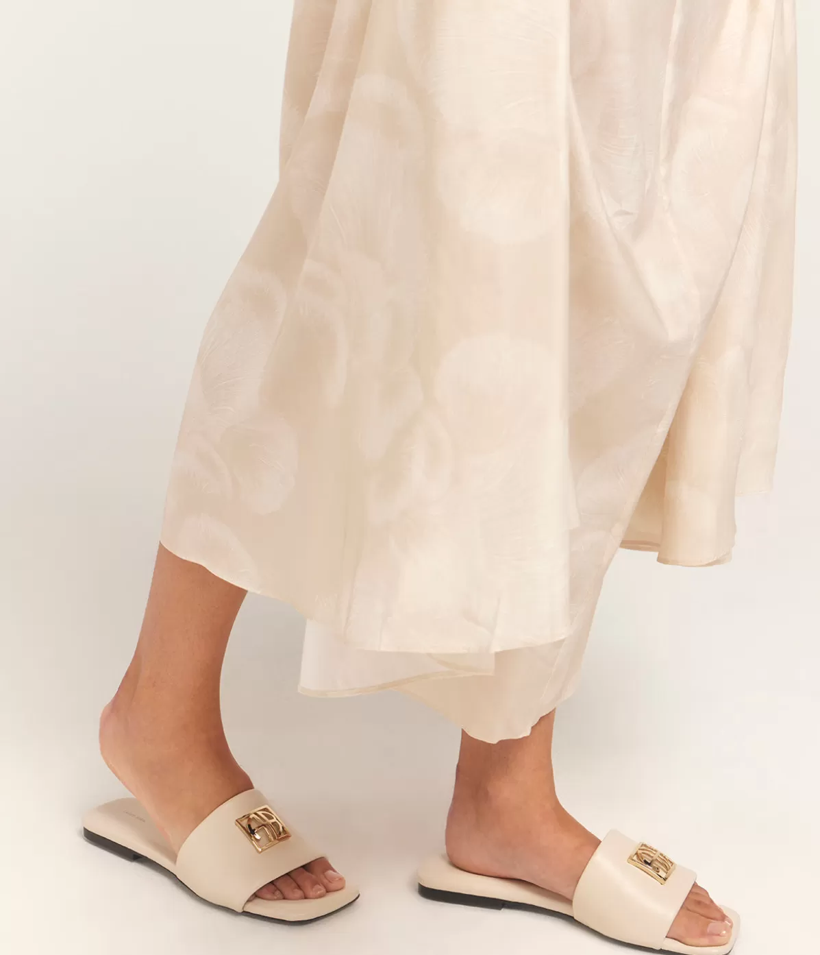 Anine Bing Ria Monogram Slides in Ivory Discount