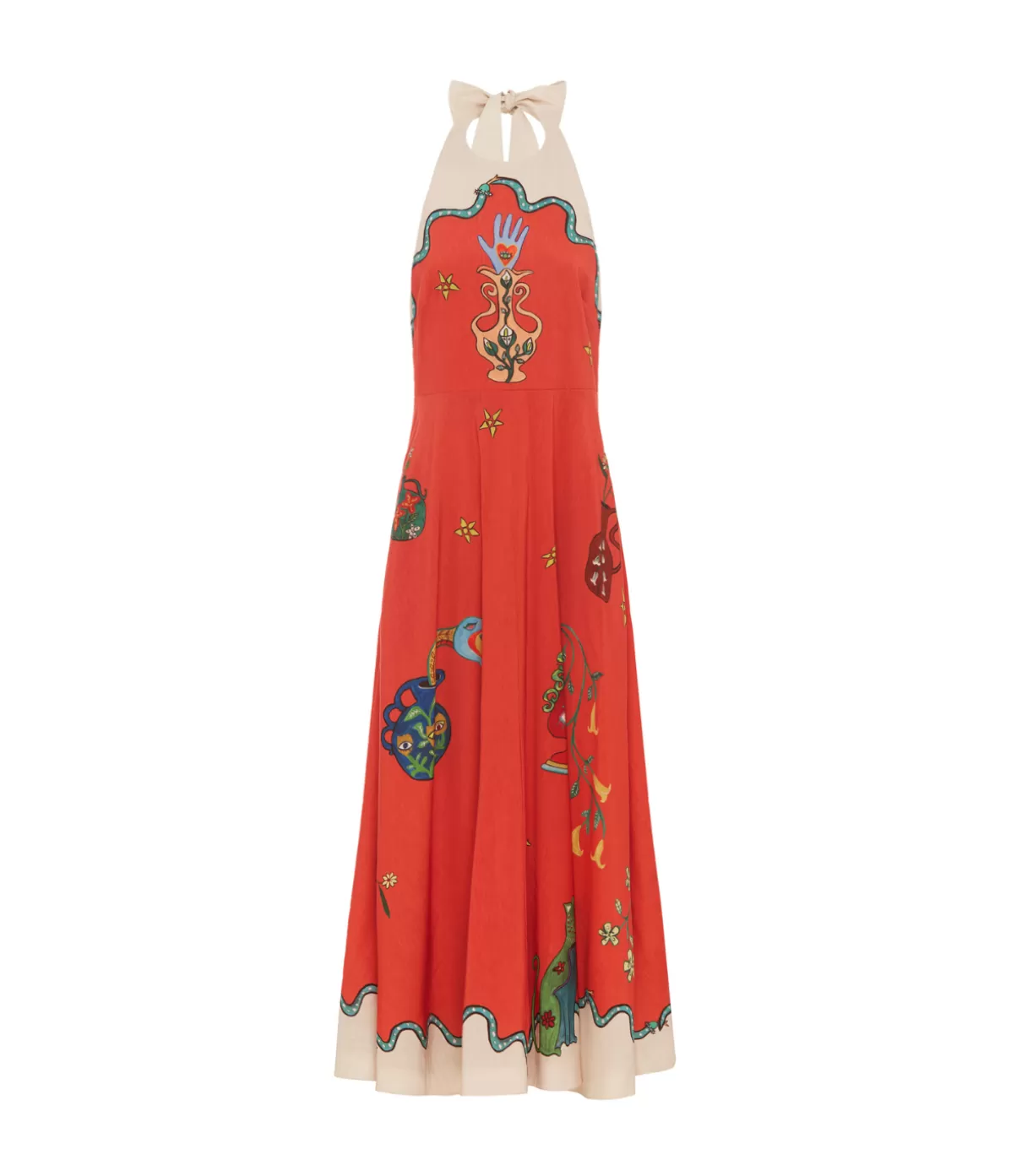 ALEMAIS Rose Halter Dress in Tangerine Clearance