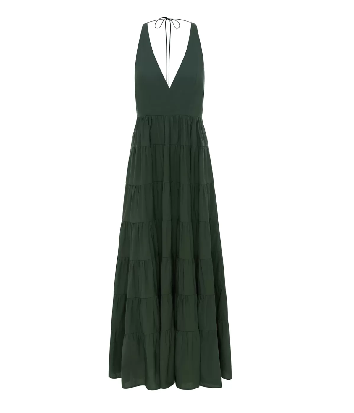 Bird and Knoll Ryan Tiered Maxi Dress in Forest Green Cheap