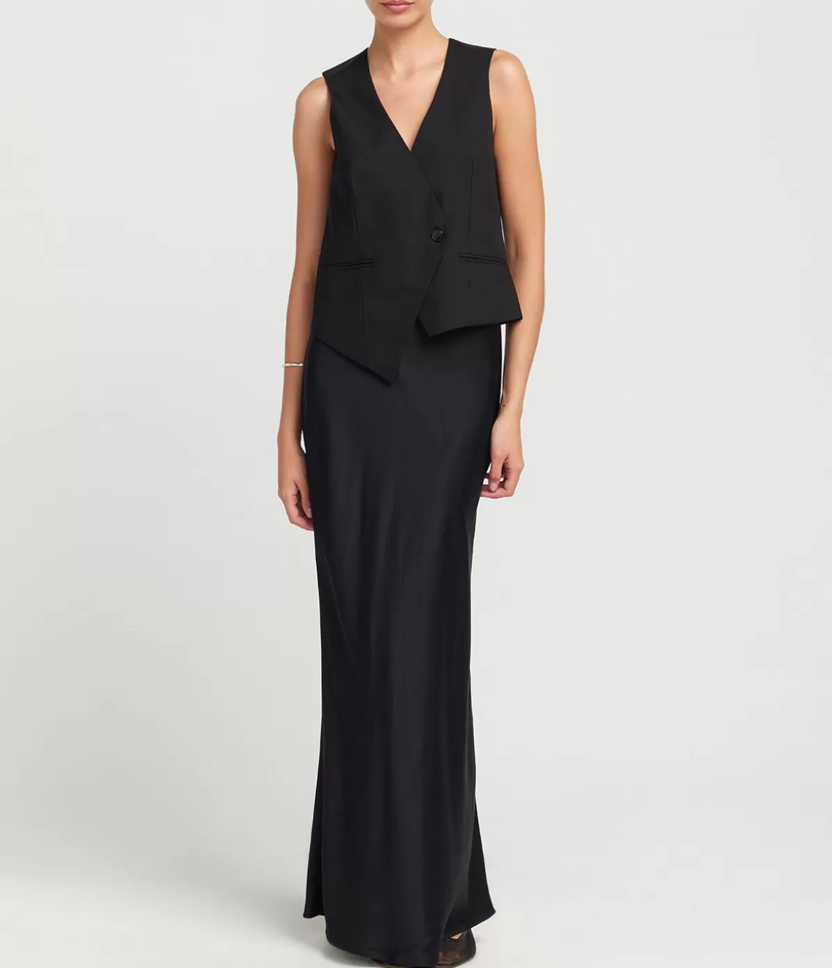 ROHE Satin Maxi Skirt in Black Sale