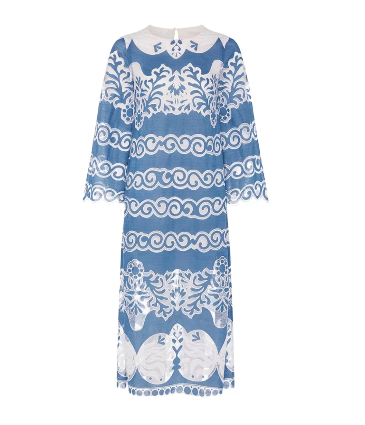 Borgo De Nor Serphina Lace Midi Dress in Denim Blue Flash Sale