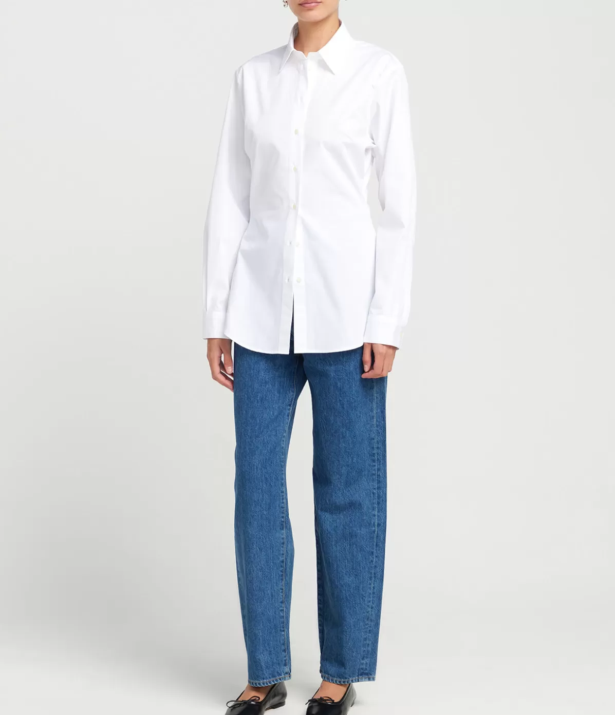 ROHE Shaped Poplin Shirt in White Store