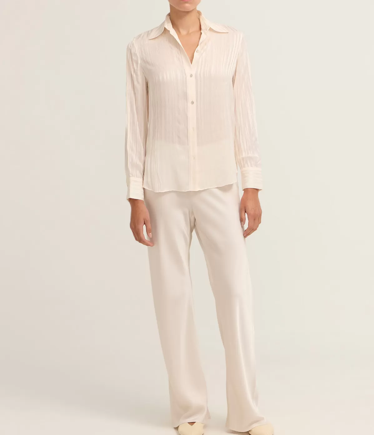 Vince Sheer Stripe Pintuck Blouse in Creme Store