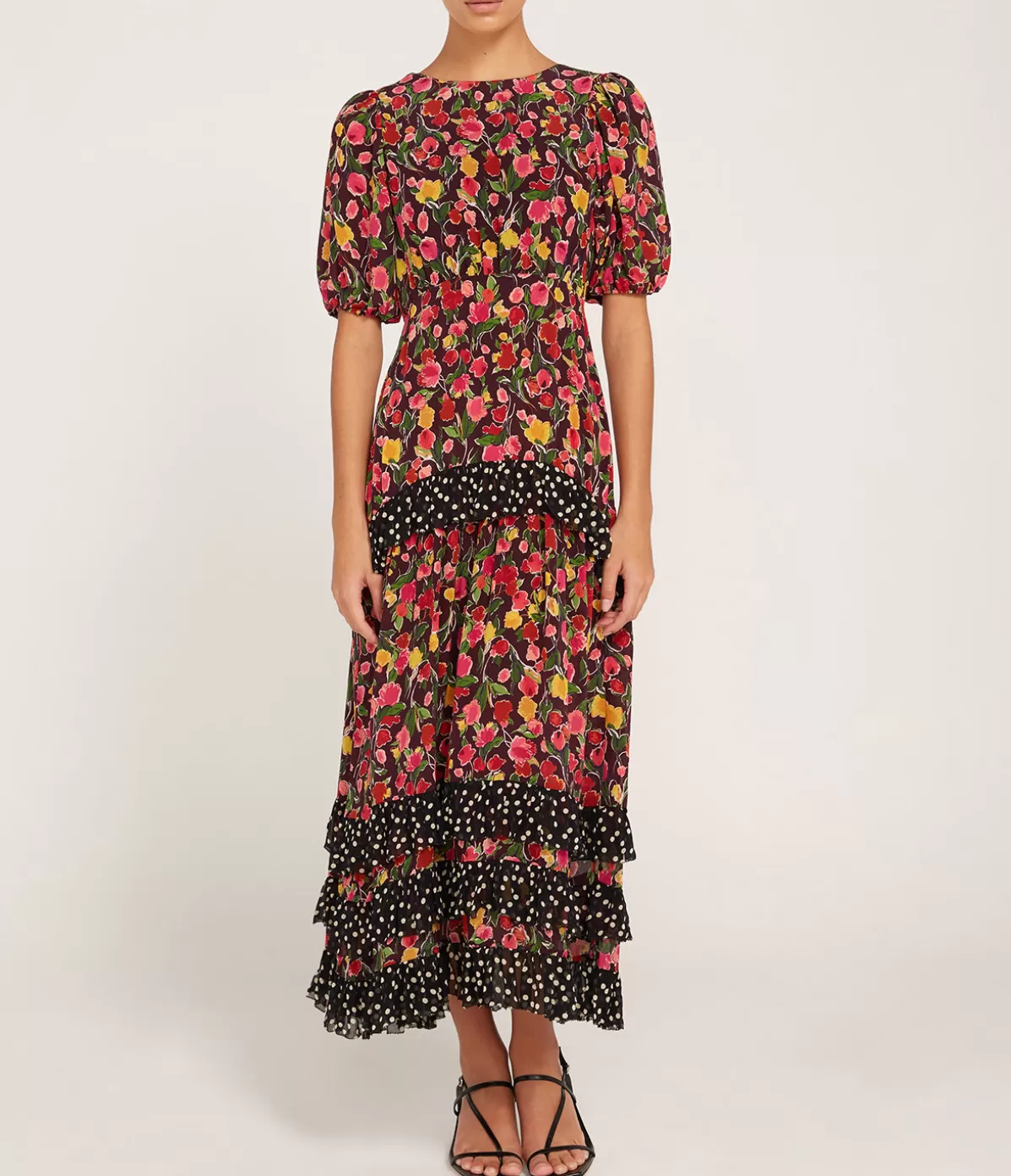 Rixo Shireen Dress in Fontainhas Floral Maroon Best