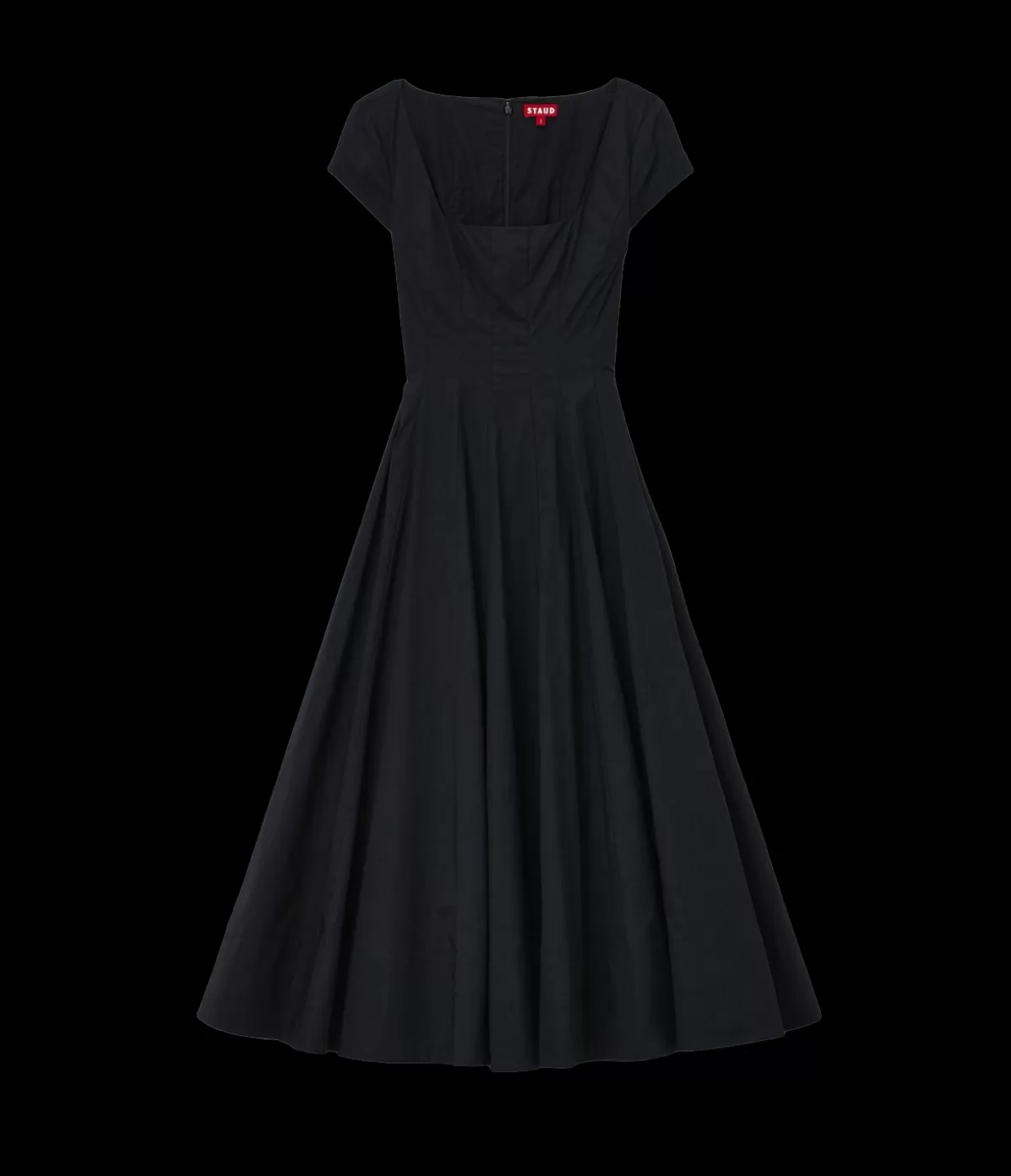 Staud Short Sleeve Wells Dress in Black Fashion