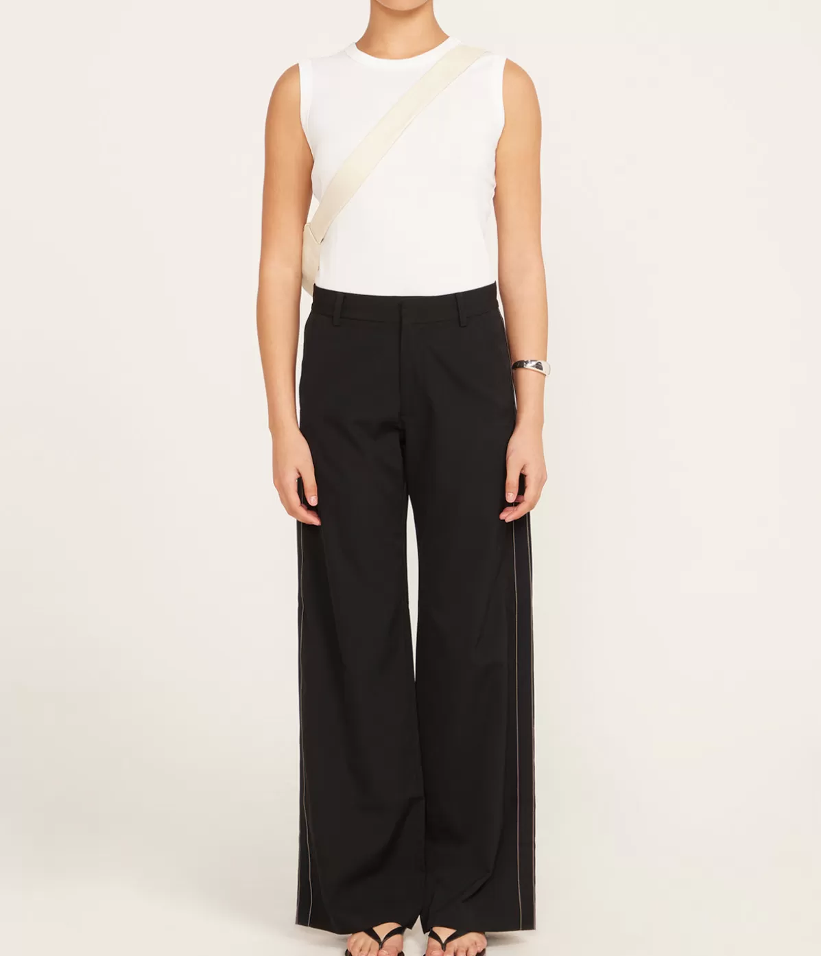 St Agni Side Stripe Tailored Pants in Black Outlet