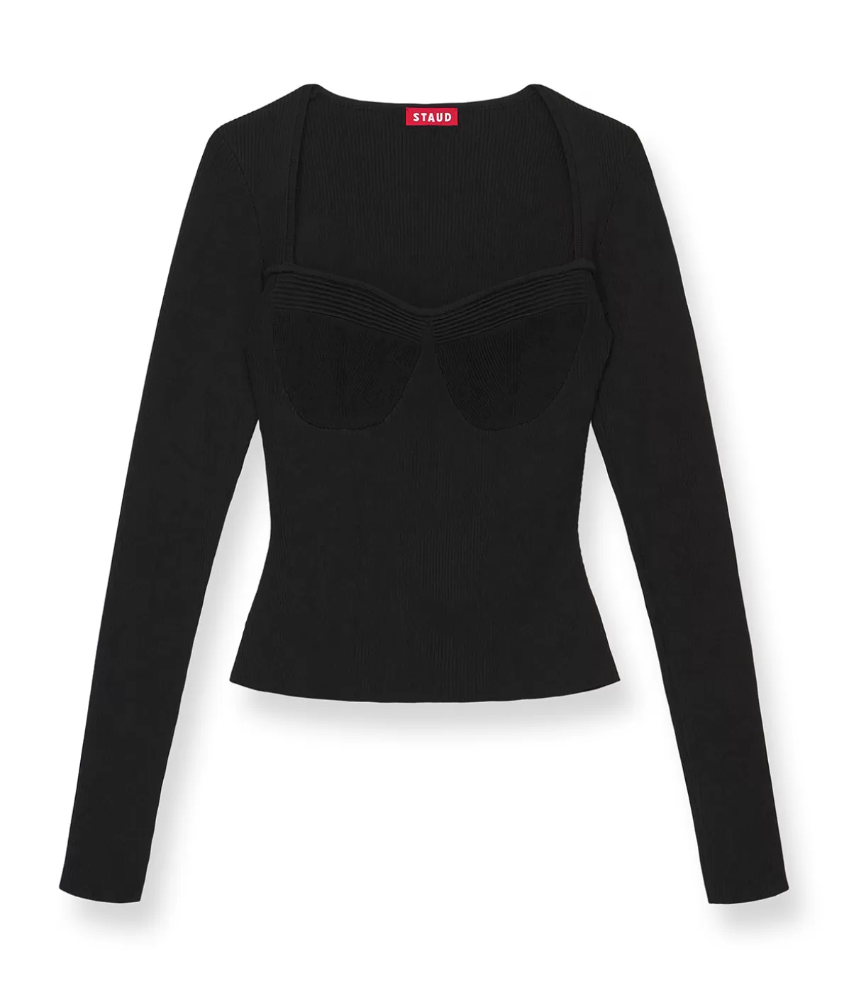 Staud Silhouette Square Neck Top in Black Flash Sale