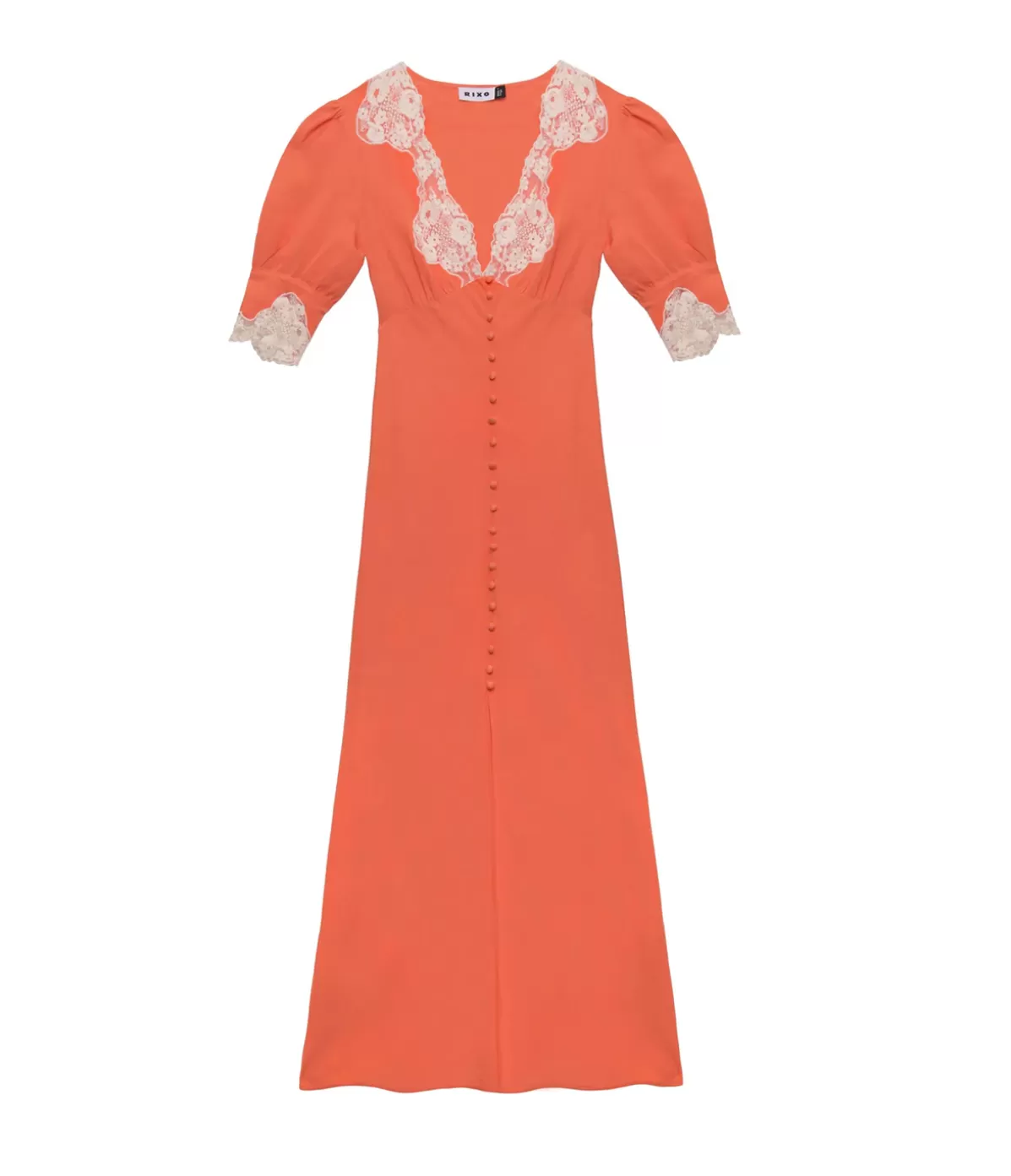 Rixo Simone Midi Dress in Coral New