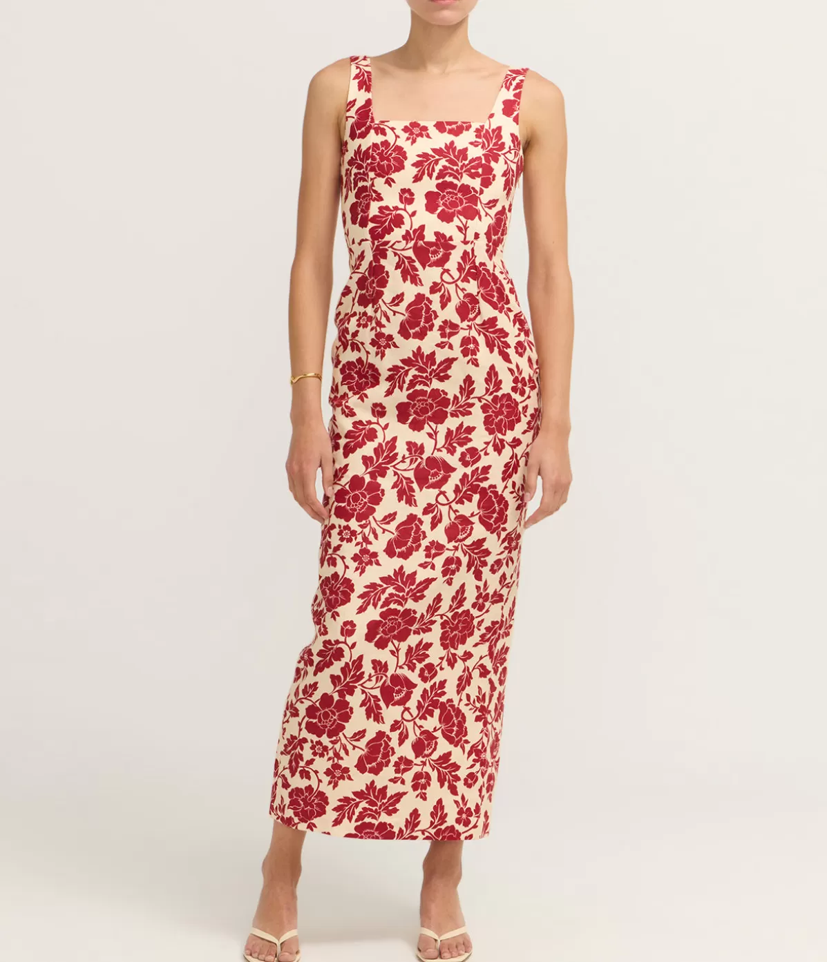 Posse Skyla Column Dress in Deep Red and Oat Outlet