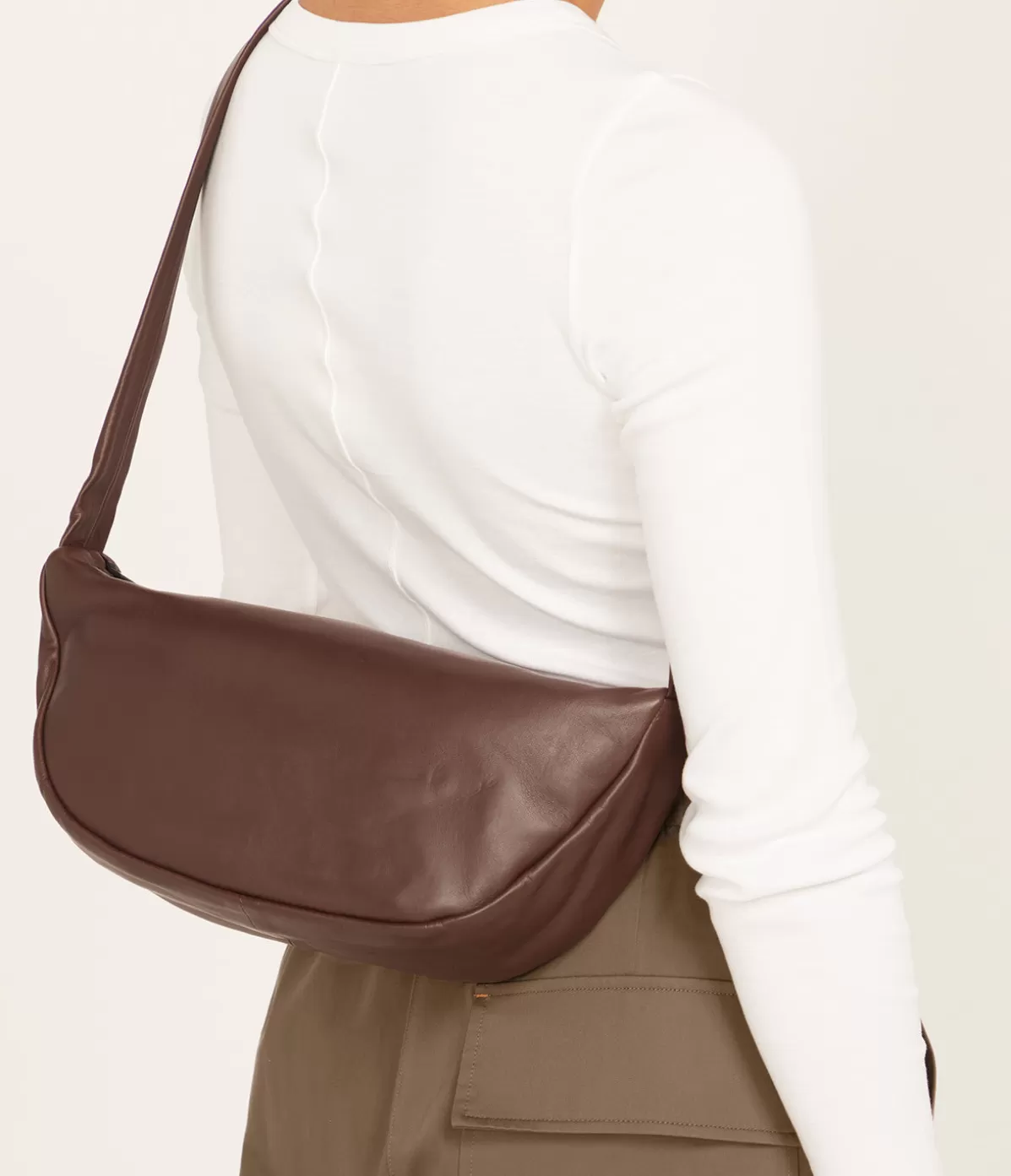 St Agni Soft Crescent Bag in Chocolate New