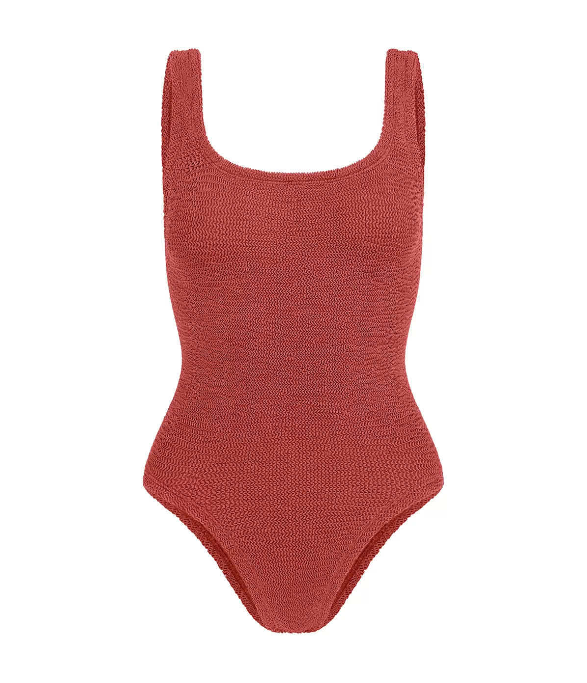 Hunza G Square Neck Swimsuit in Metallic Rosewood Best