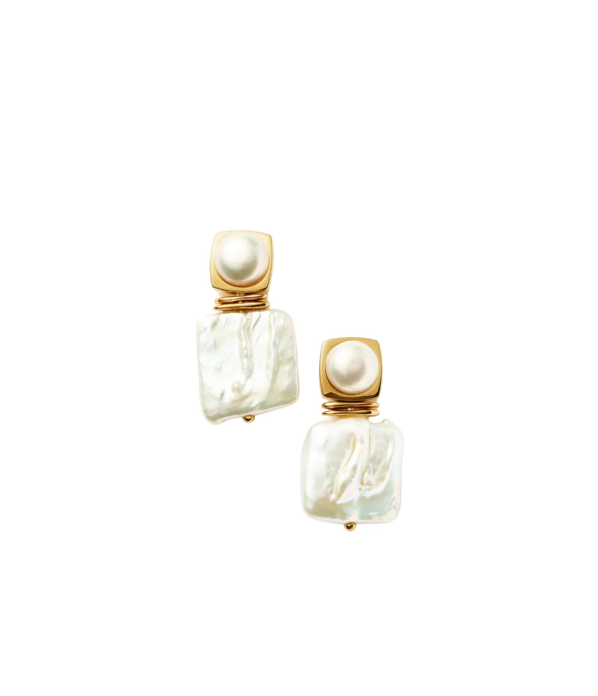 Missoma Square Pearl Statement Stud Earrings in Gold Online