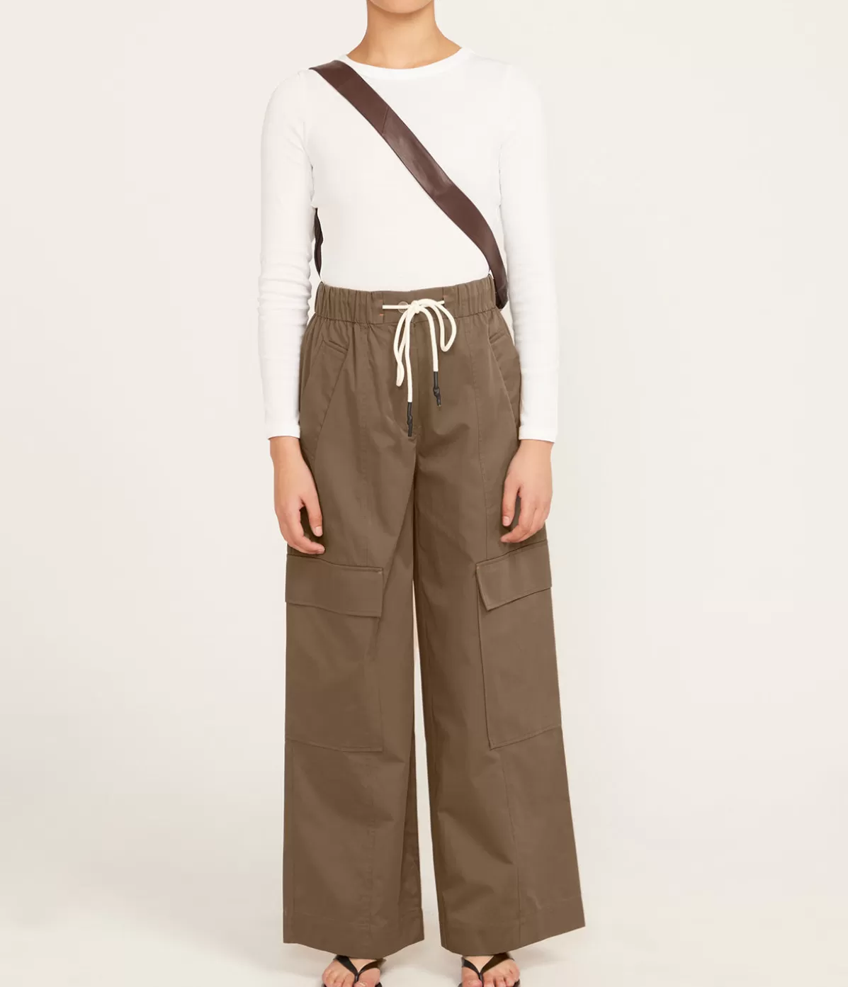 Lee Mathews Stanley Relaxed Pant in Khaki Cheap