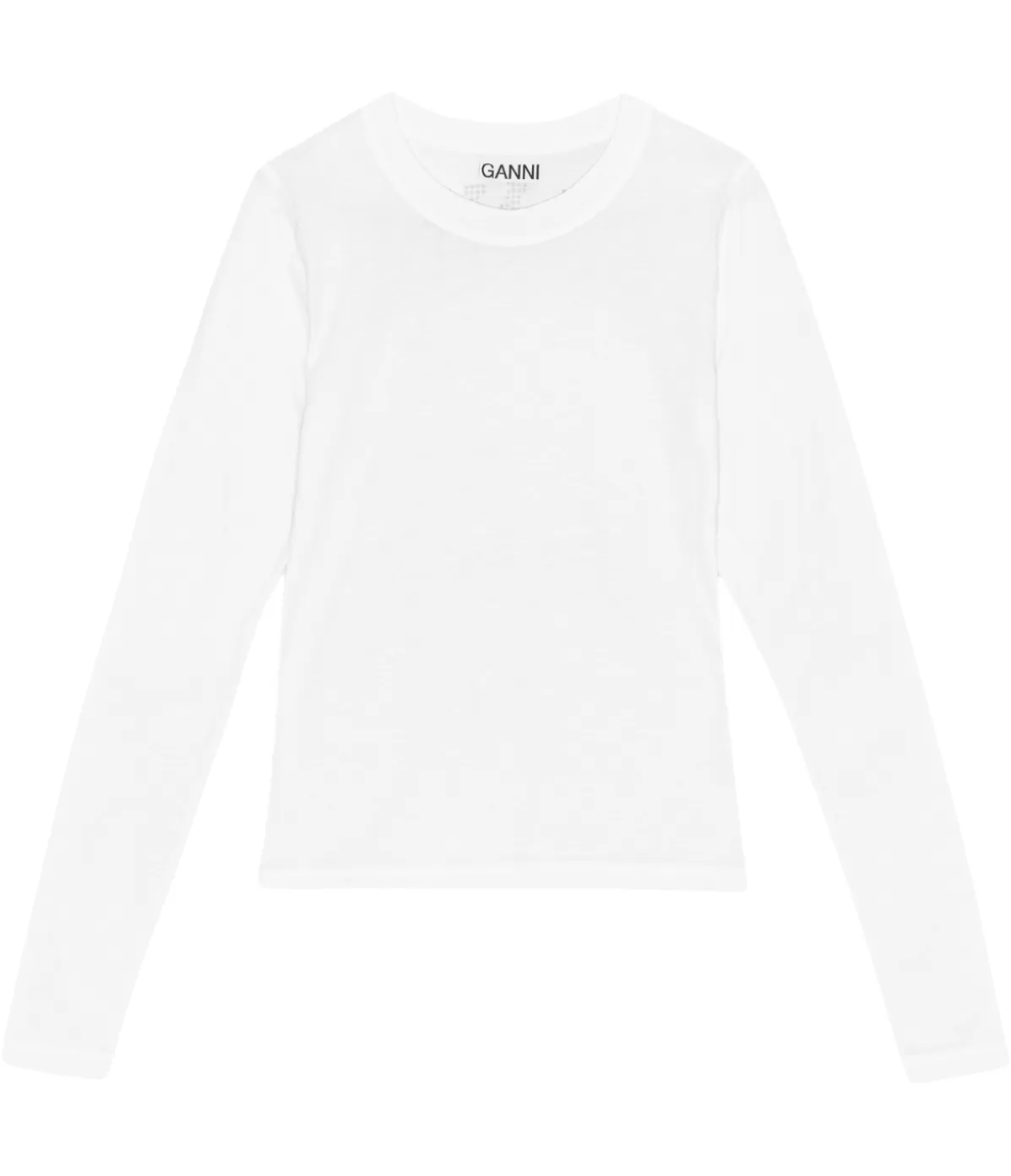 Ganni Stretch Jersey Long Sleeve T-shirt in Bright White Online